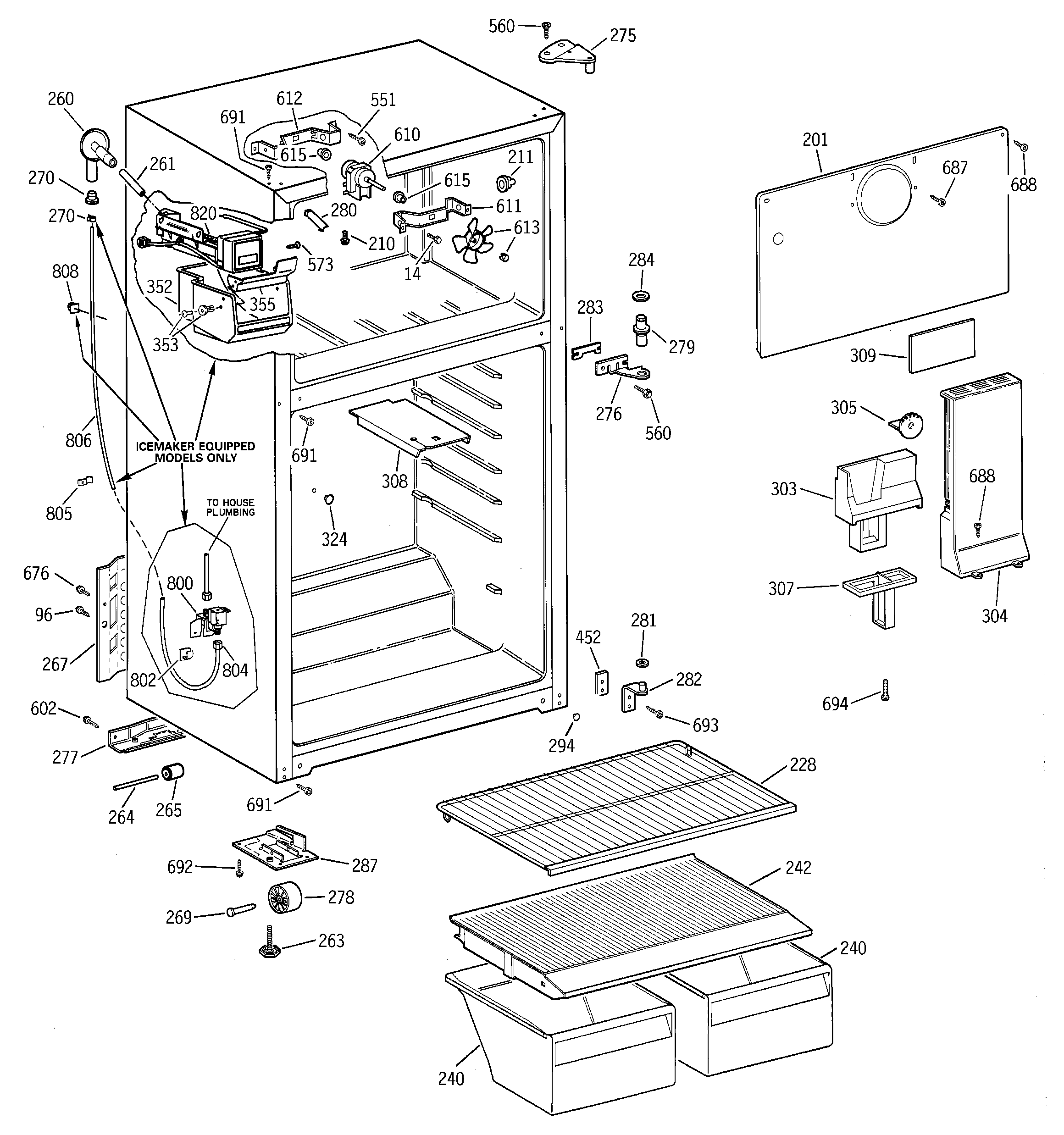 GE TBX16SIBHLAA cabinet diagram