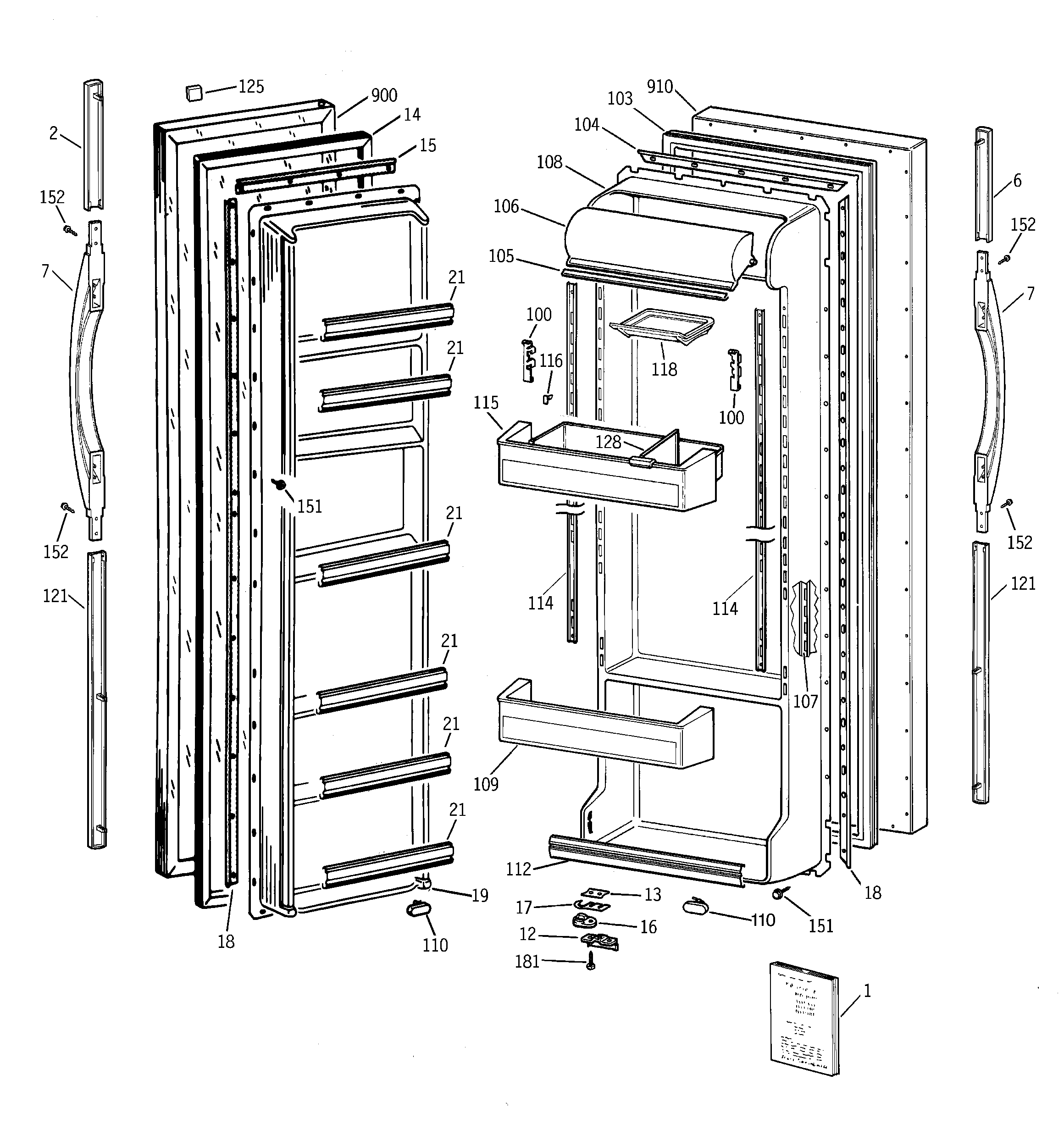 GE TFT22JABBAA doors diagram