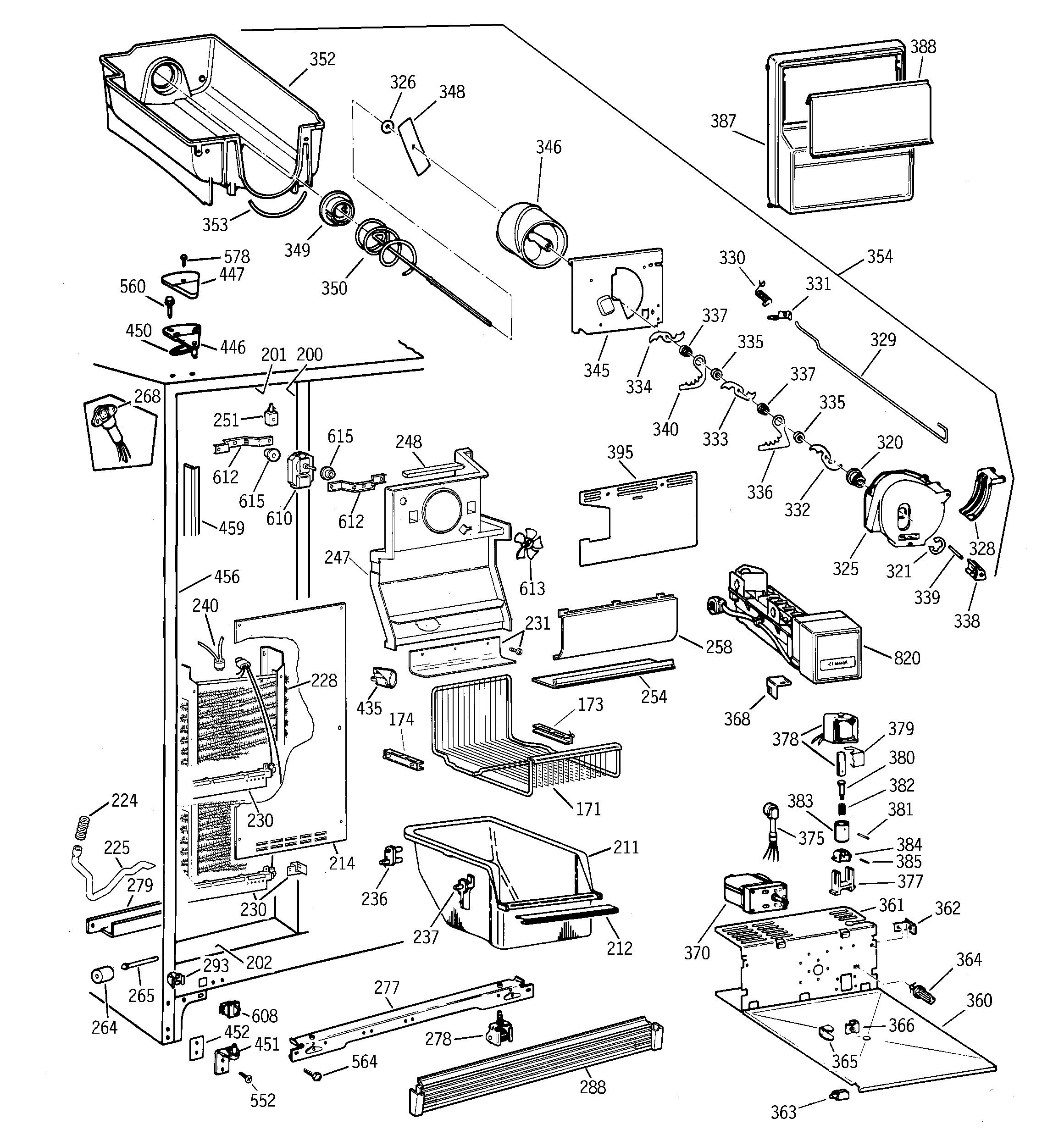 GE TFZ22PRBBWW freezer section diagram