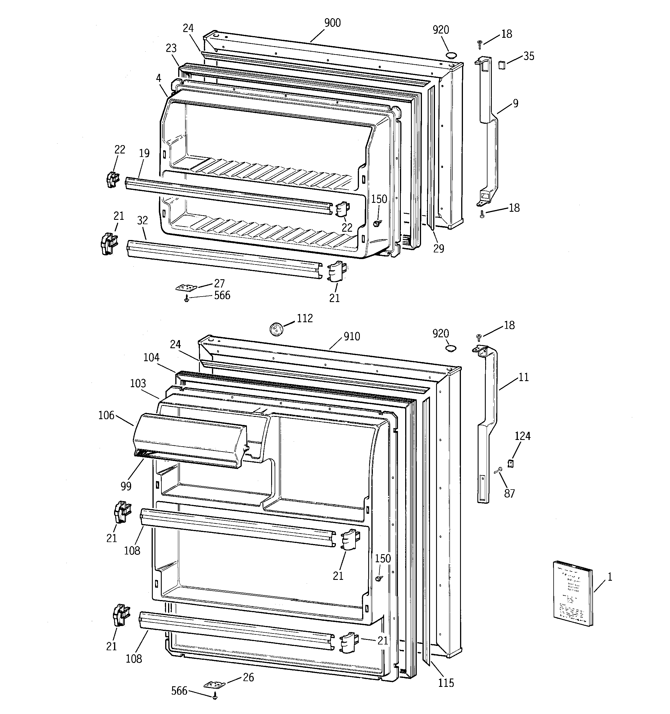 GE TBX16DABHRWW doors diagram