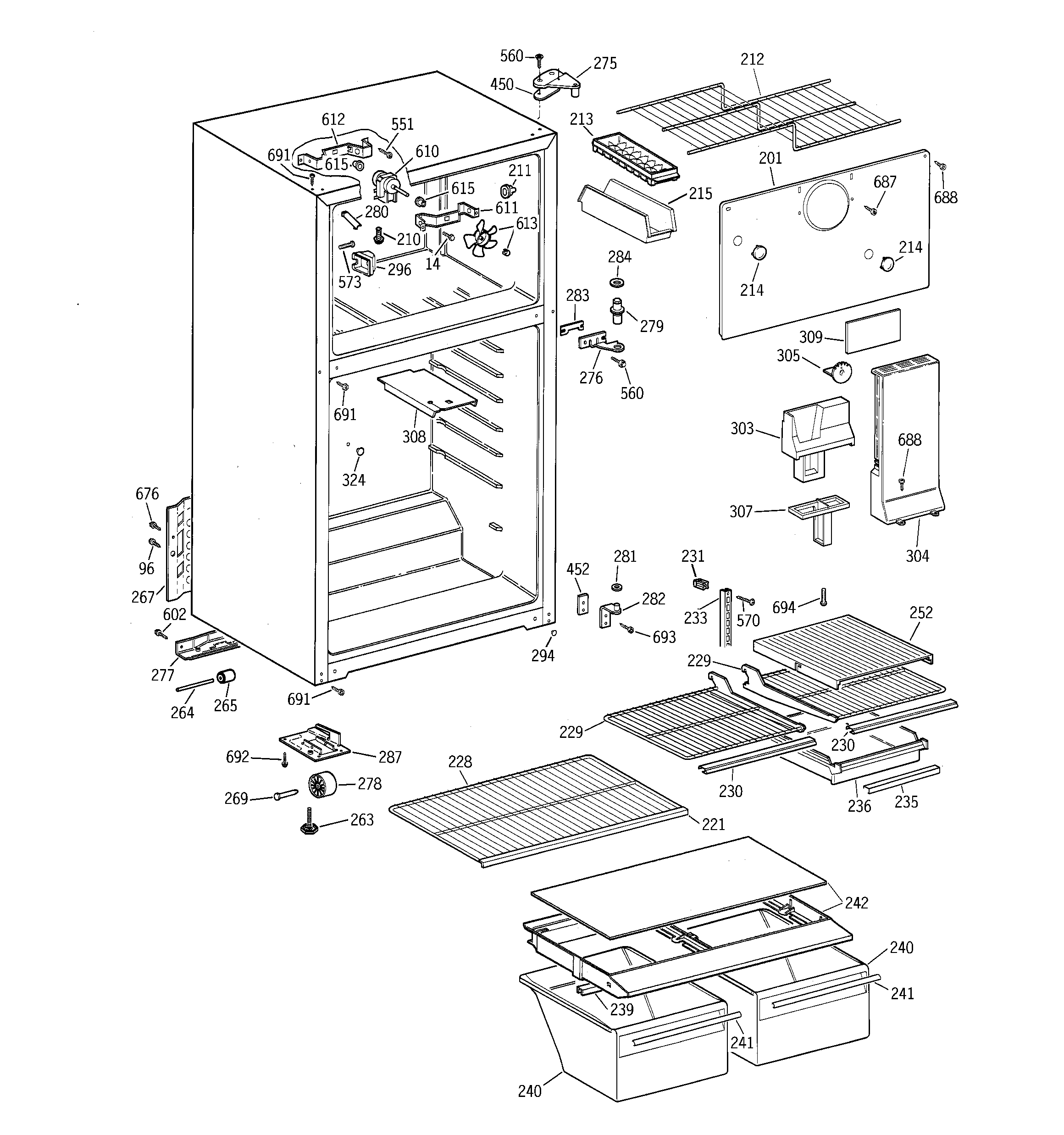 GE TBX16DABHRWW cabinet diagram