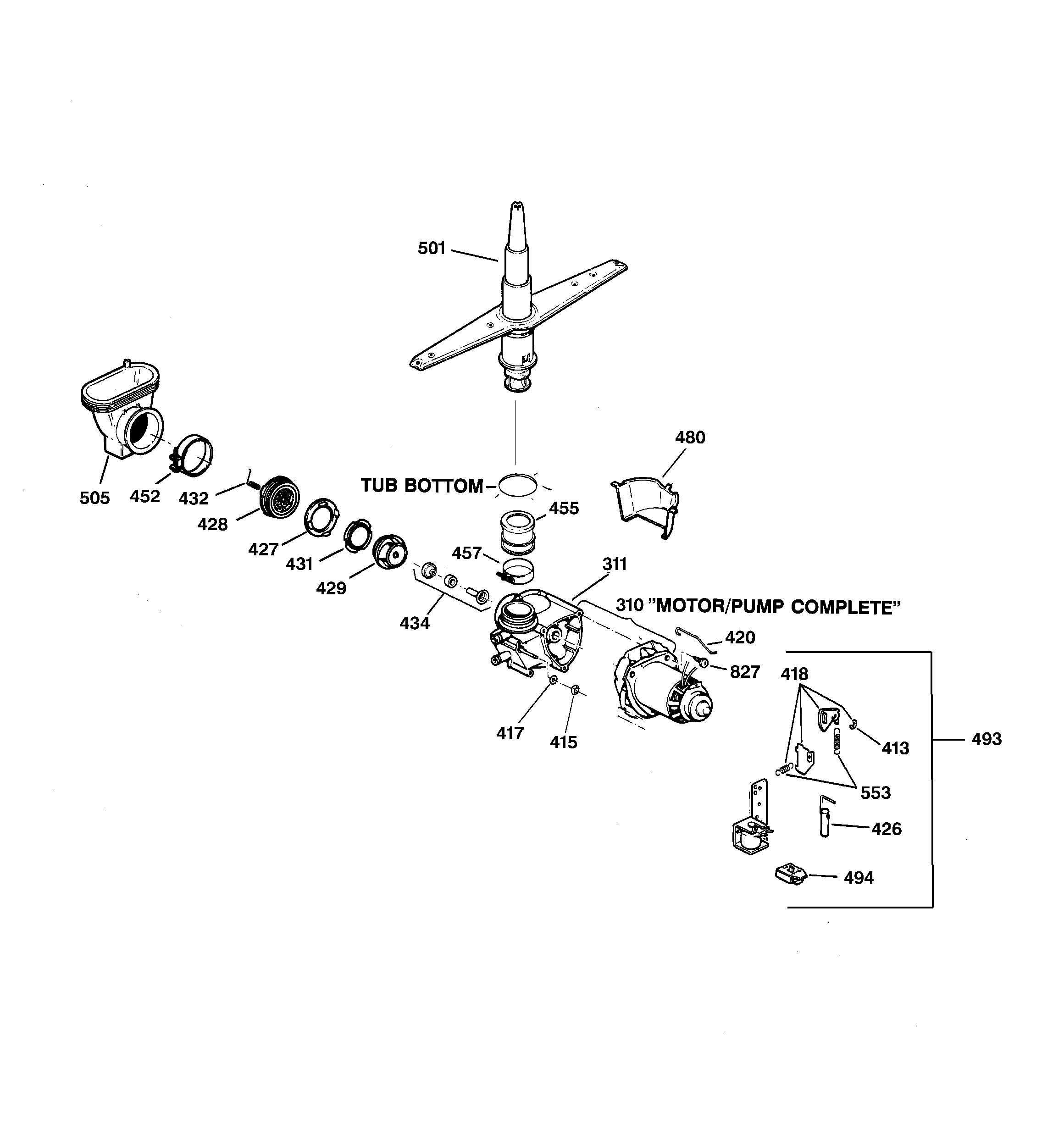 GE GSD3820Z04BB motor-pump mechanism diagram