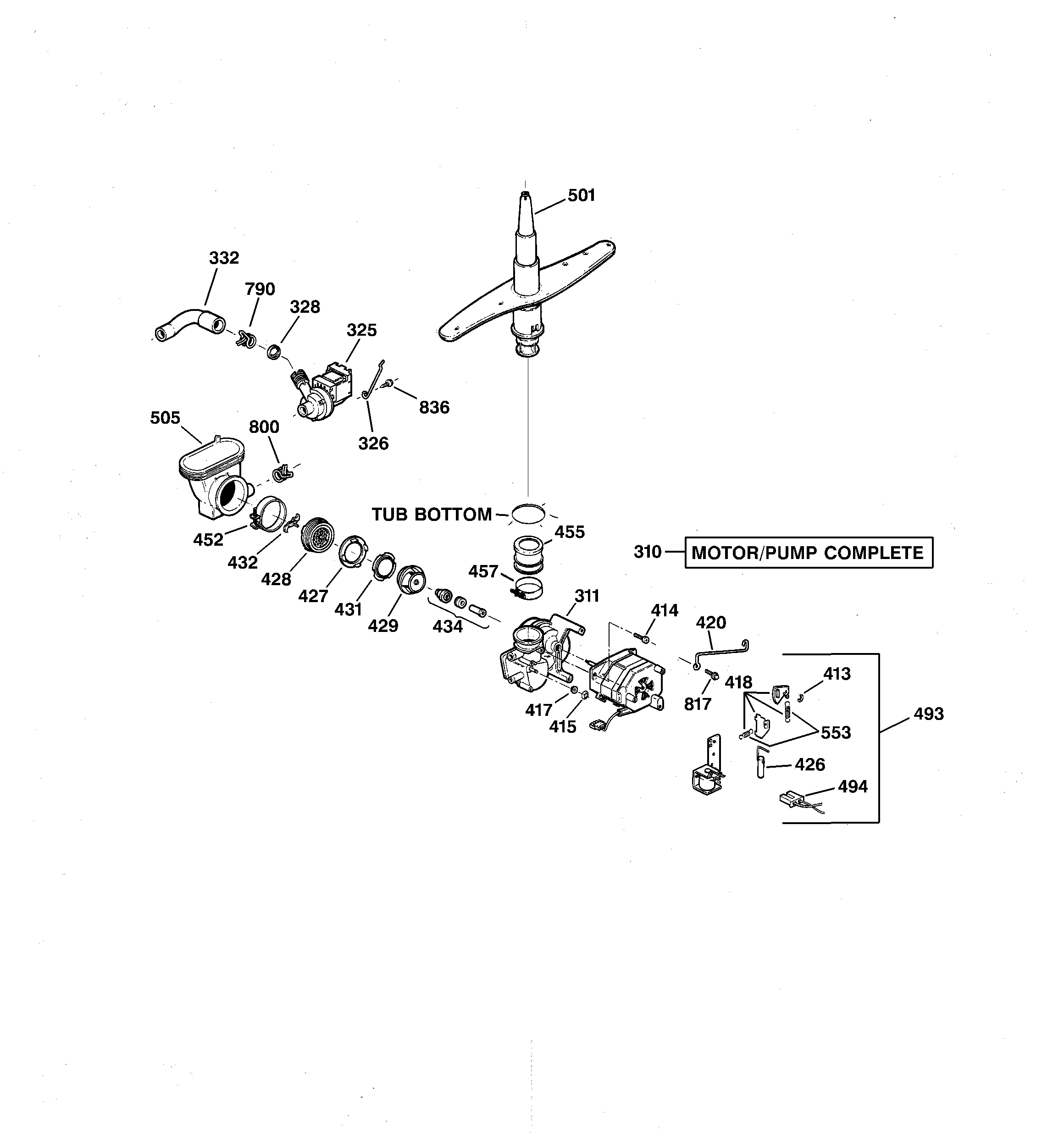 GE GSD4620Z04BB motor-pump mechanism diagram