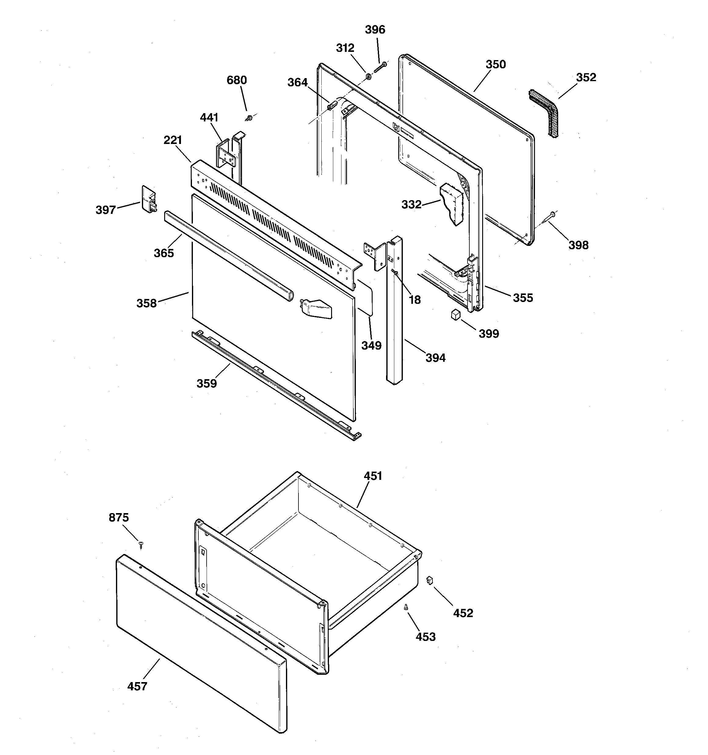 GE JBP60BB1WH door parts diagram