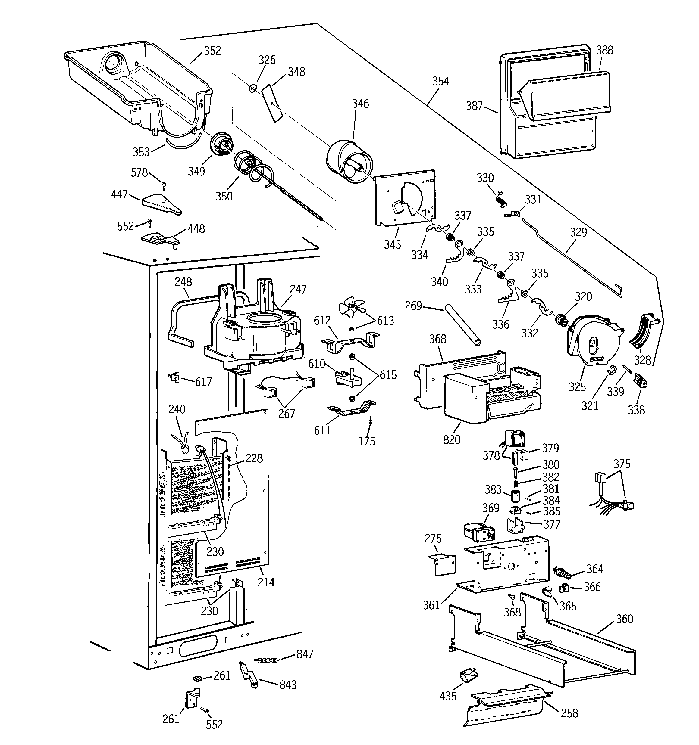 GE TFT30PRBBWW freezer section diagram