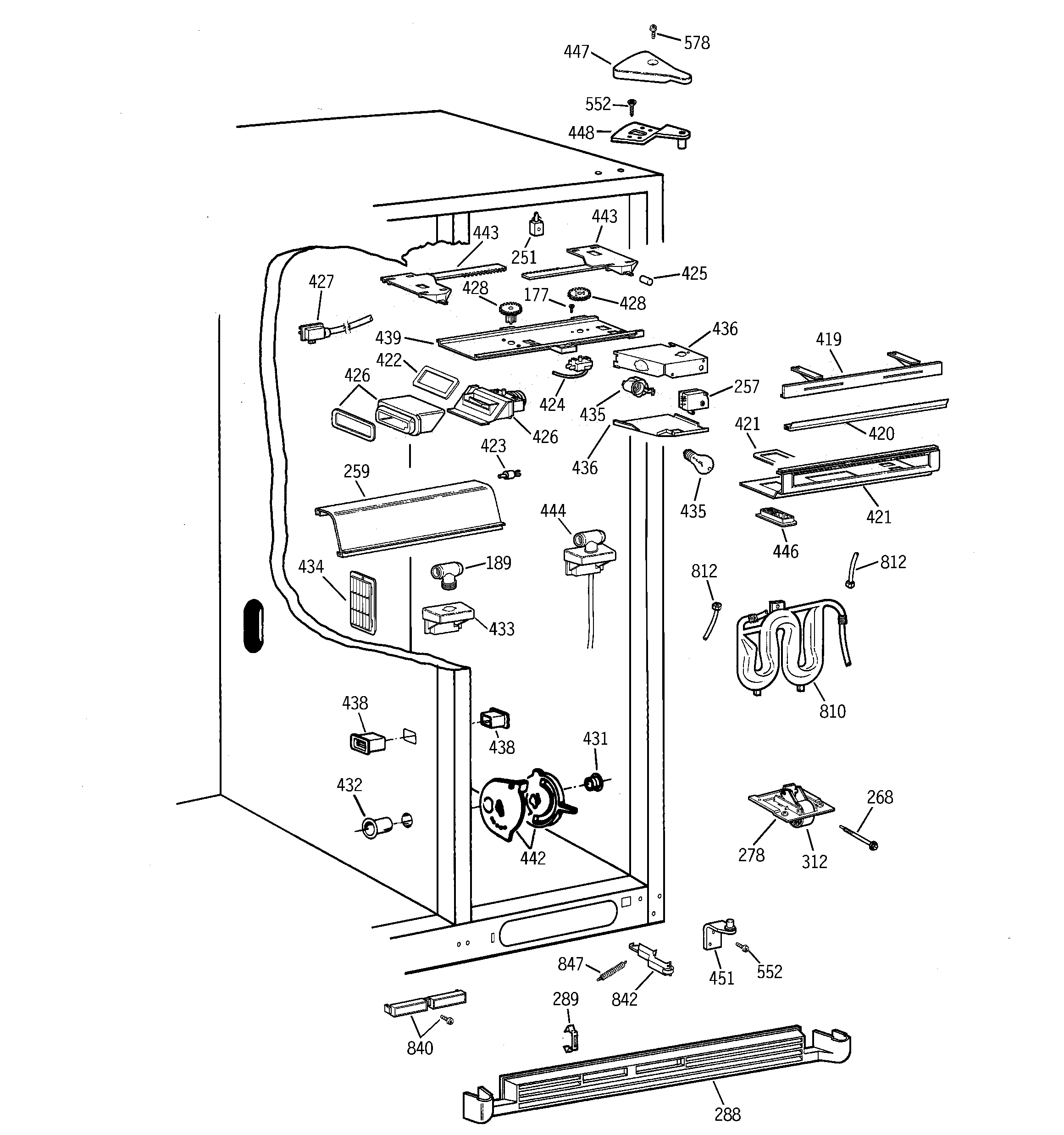 GE TFT30PRBBWW fresh food section diagram