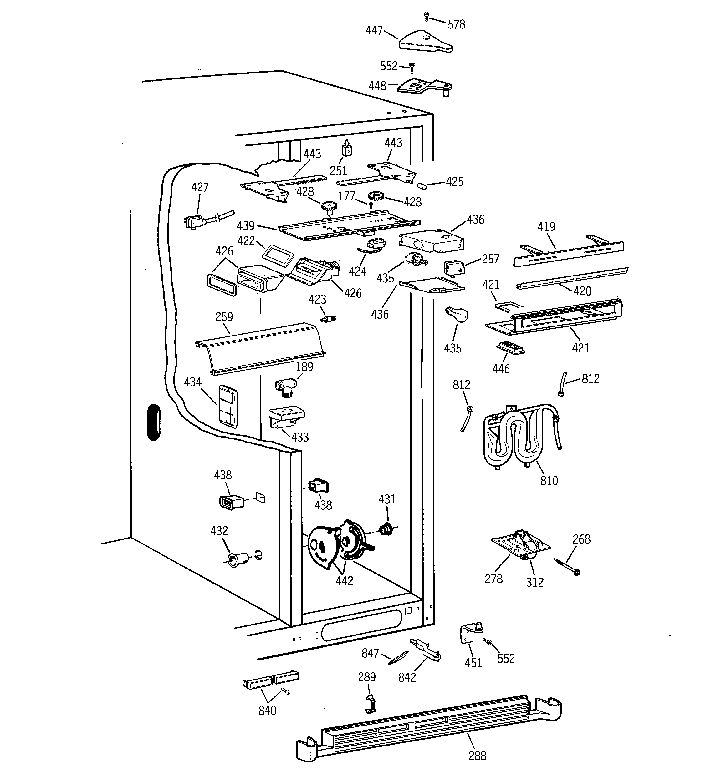 GE TFT28PFBBWW fresh food section diagram