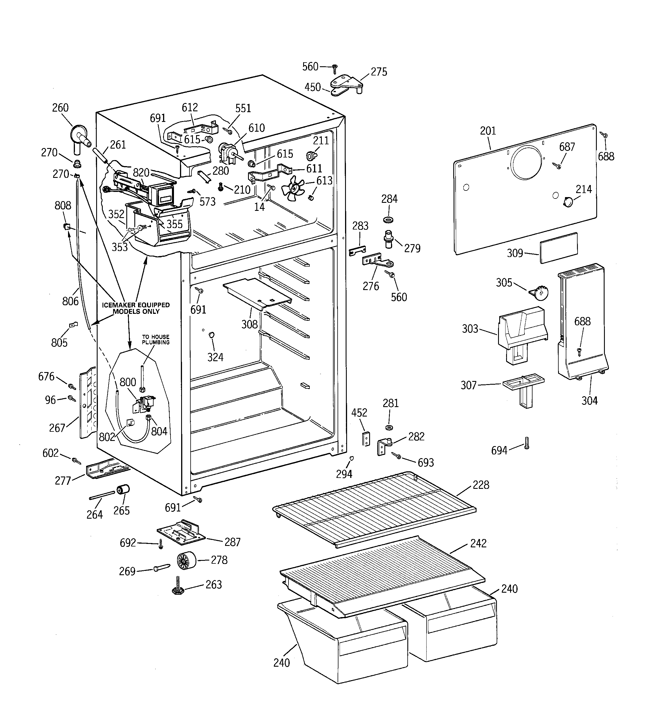 GE TBX14SIBJLAA cabinet diagram