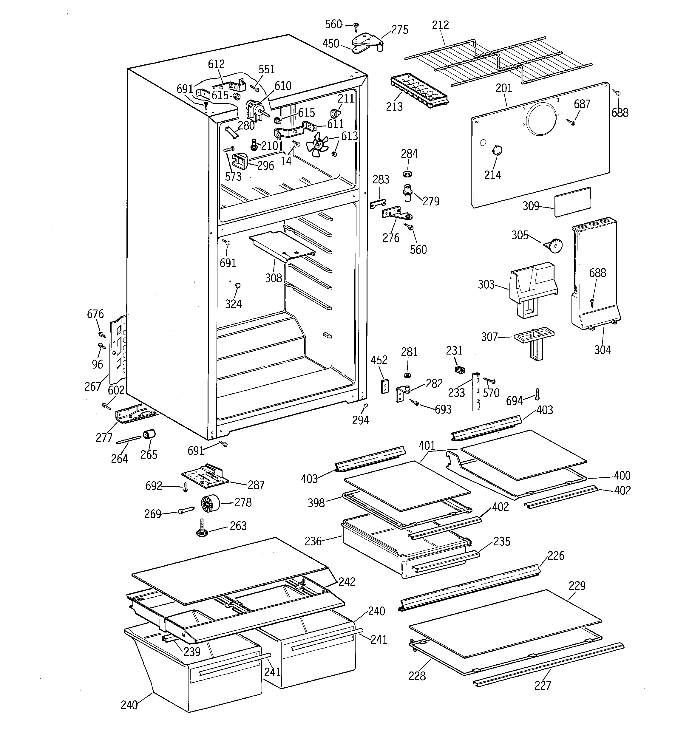 GE TBT18NABJRWW cabinet diagram
