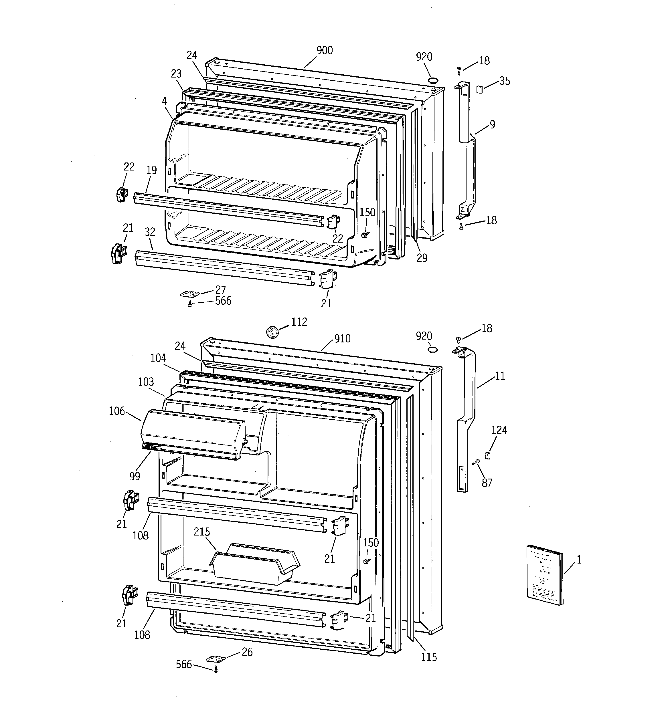 GE TBT18TABJRAA doors diagram