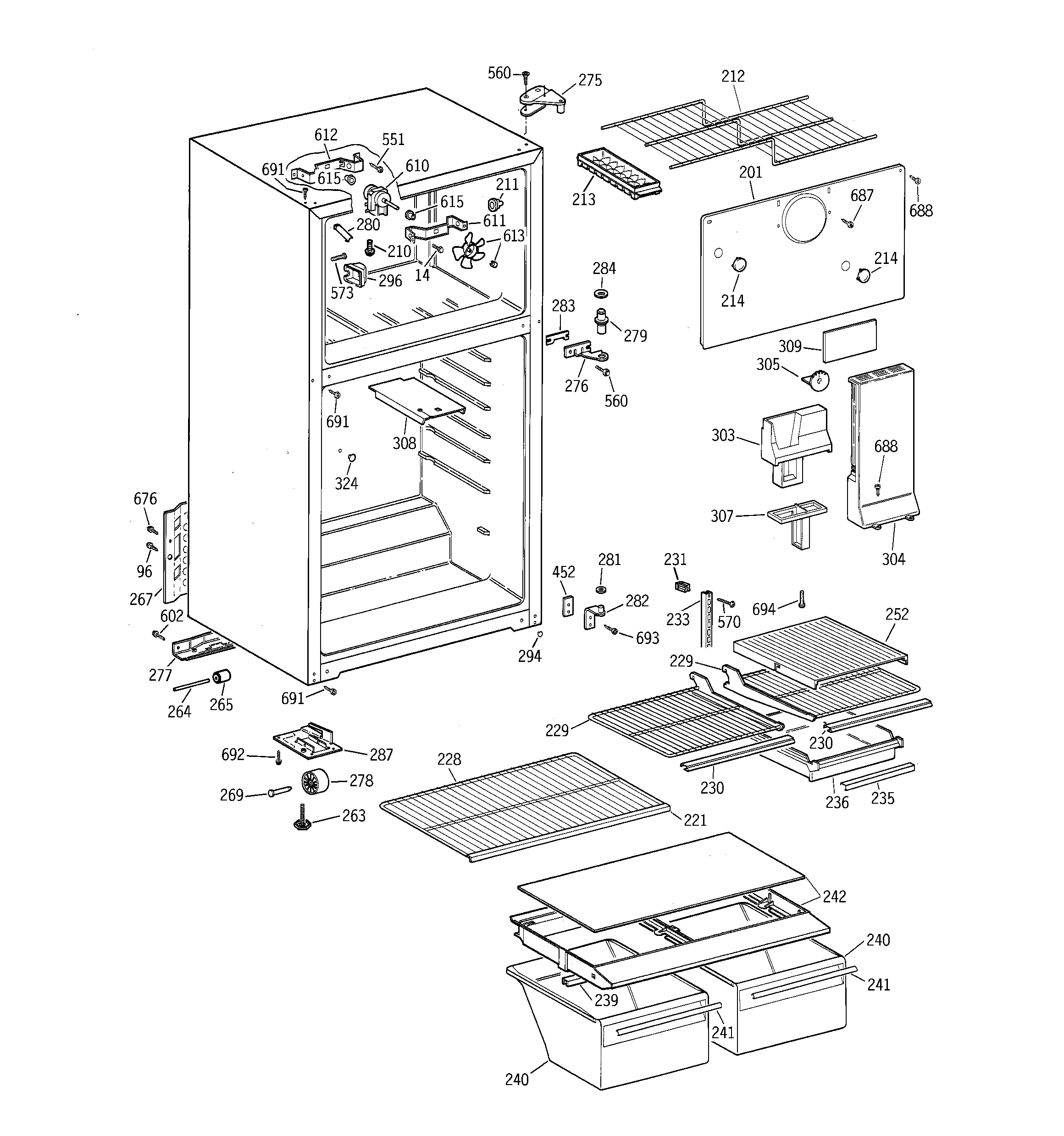 GE TBT18TABJRAA cabinet diagram