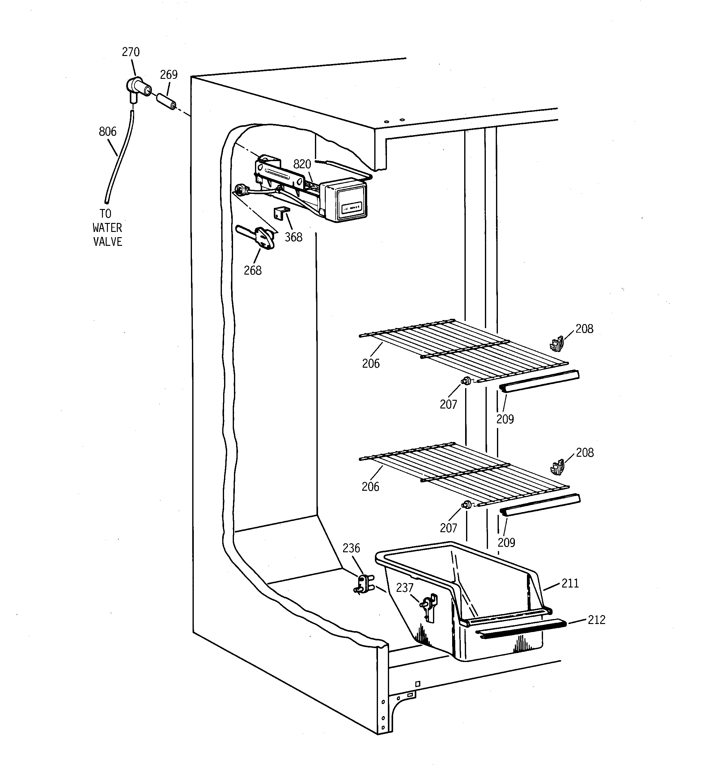 GE TFX20JRBCAA freezer section diagram