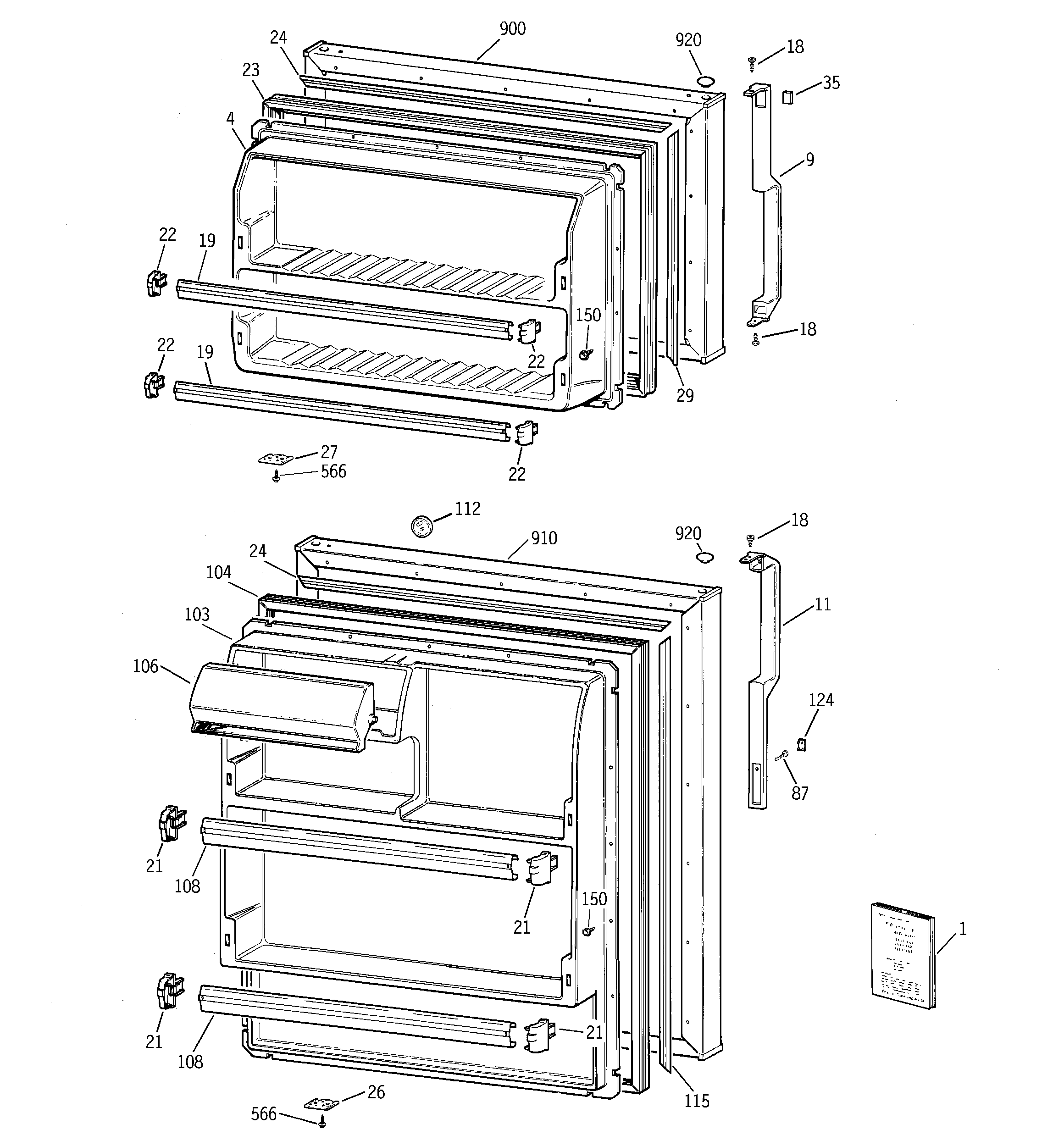 GE TBT16SABKRWW doors diagram
