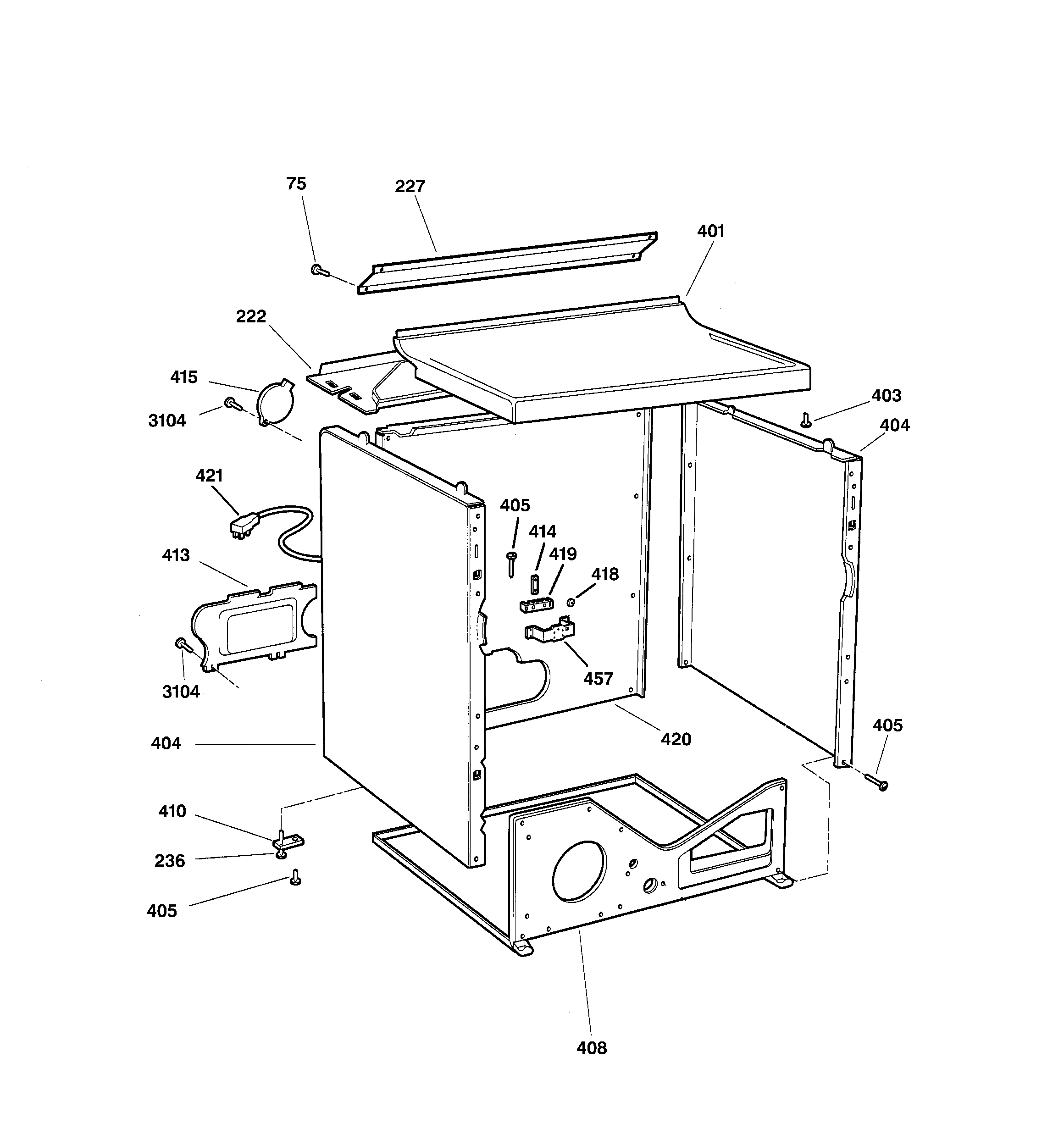 GE DCXR453GV0WW cabinet diagram