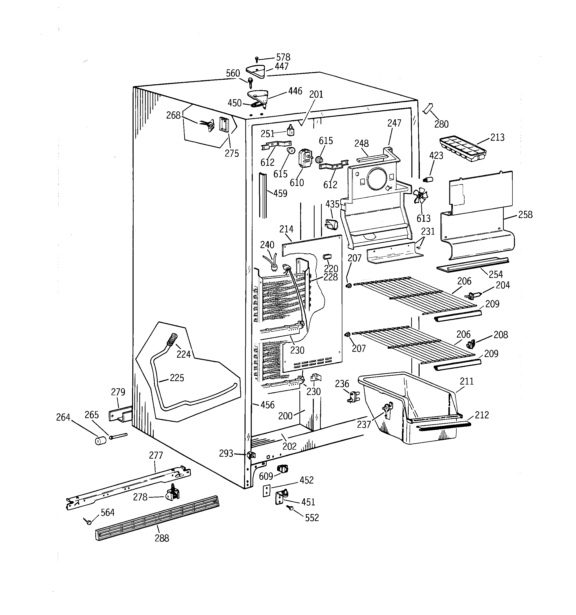 GE TFZ20JABCWW freezer section diagram