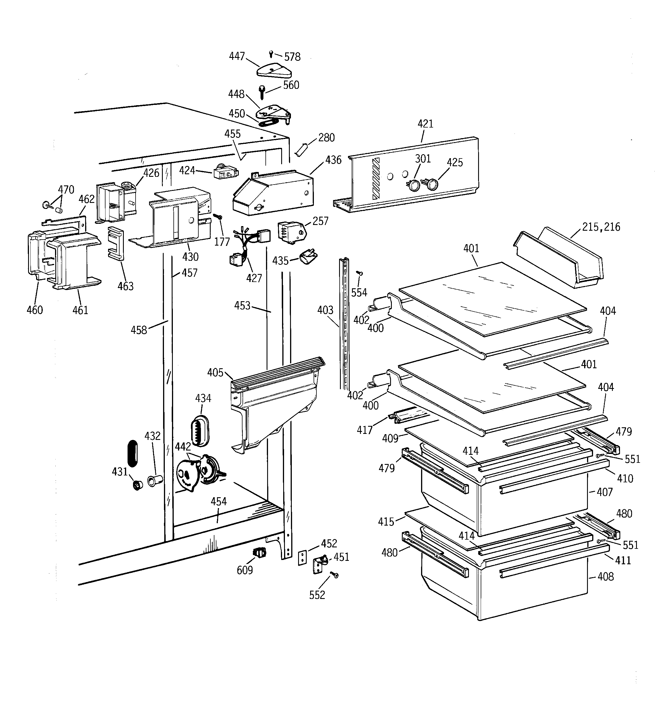 GE TFZ20JABCWW fresh food section diagram