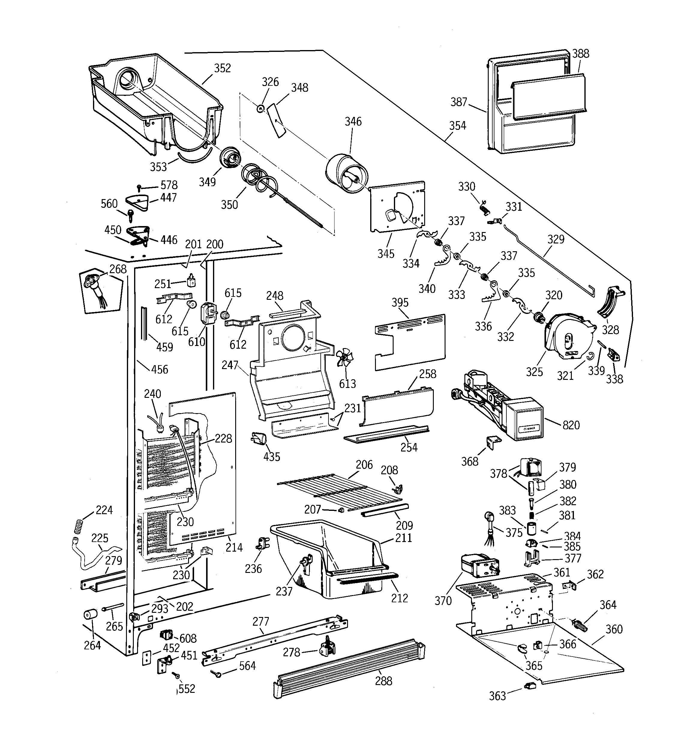 GE TFZ20JRBCWW freezer section diagram