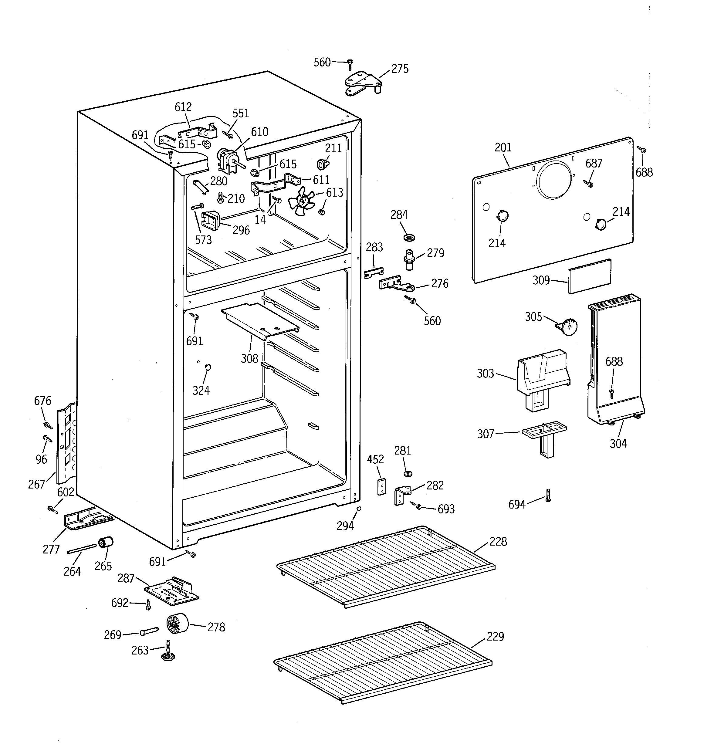 GE TBX18LYBMRWW cabinet diagram