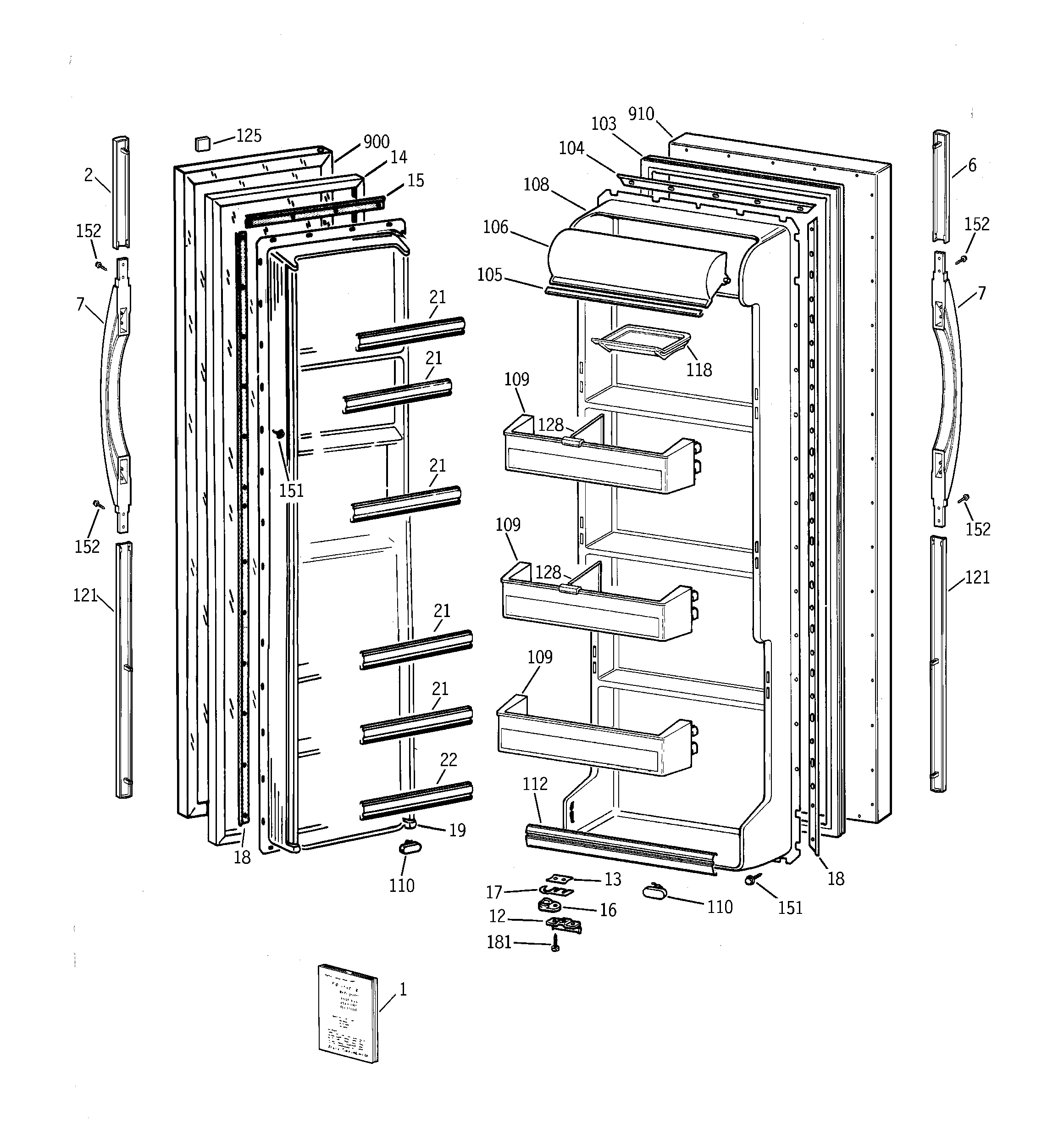 GE TFK20JABCAA doors diagram