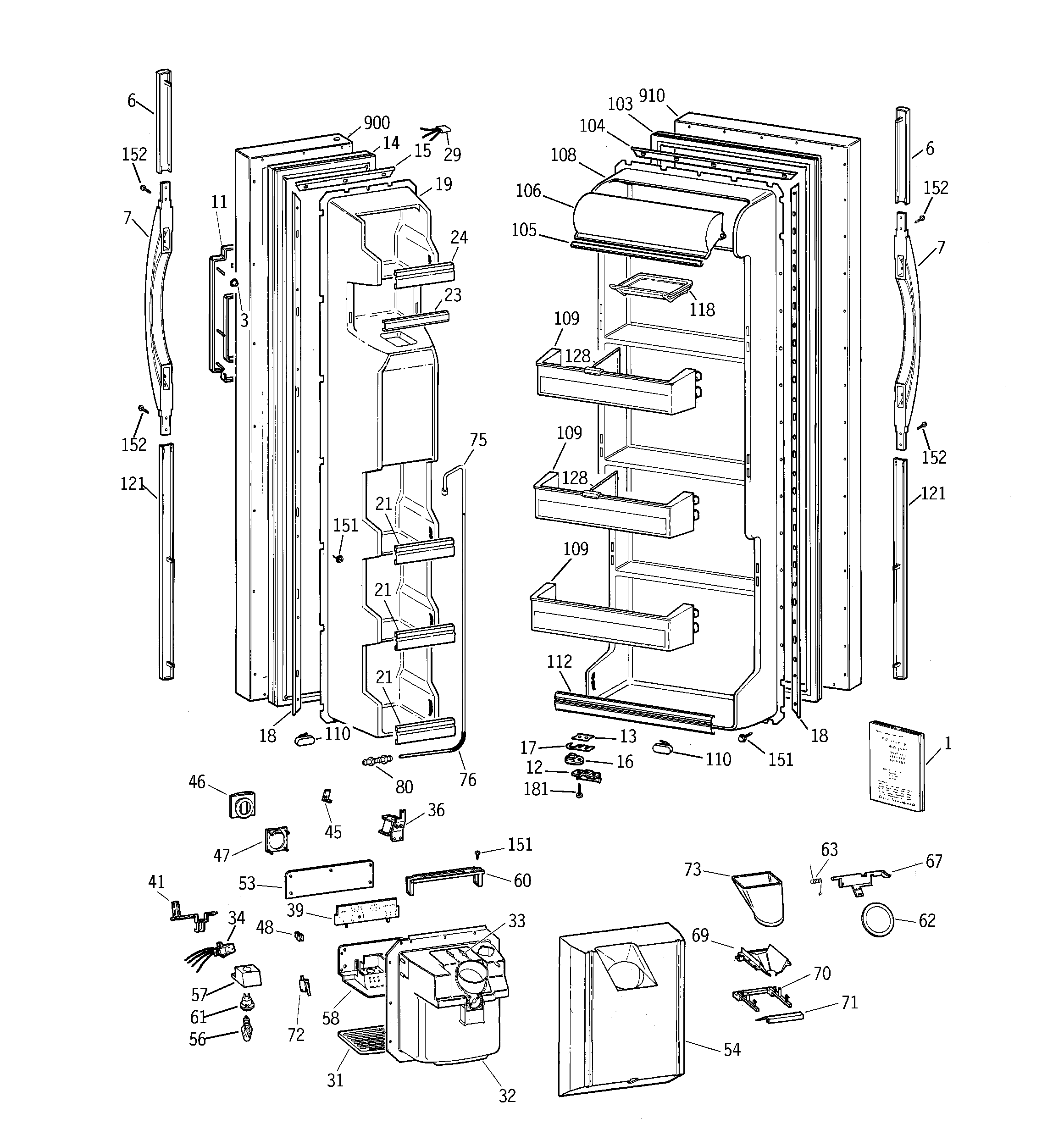 GE TFT20JRBCAA doors diagram