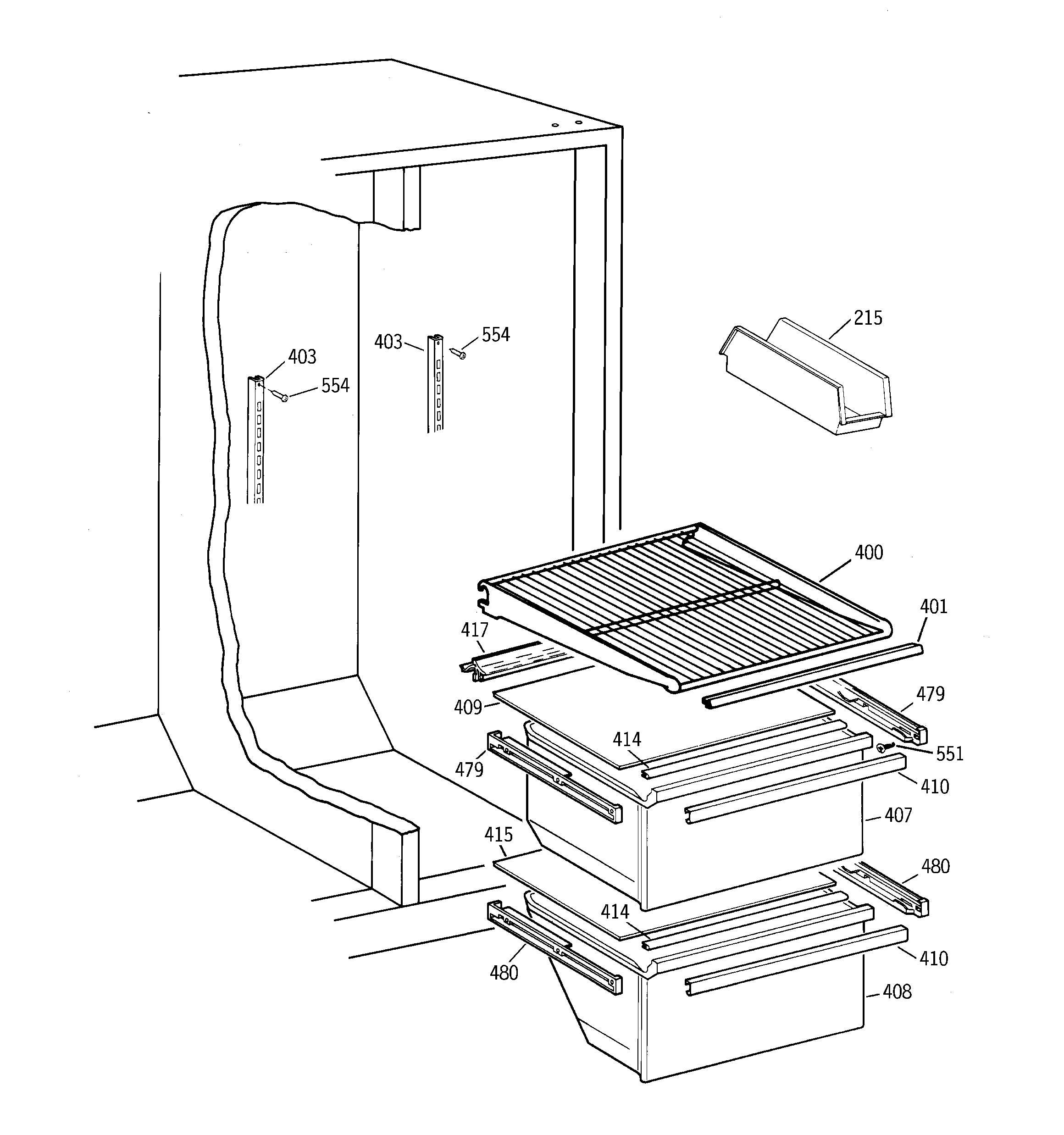 GE TFT20SABCAA fresh food section diagram