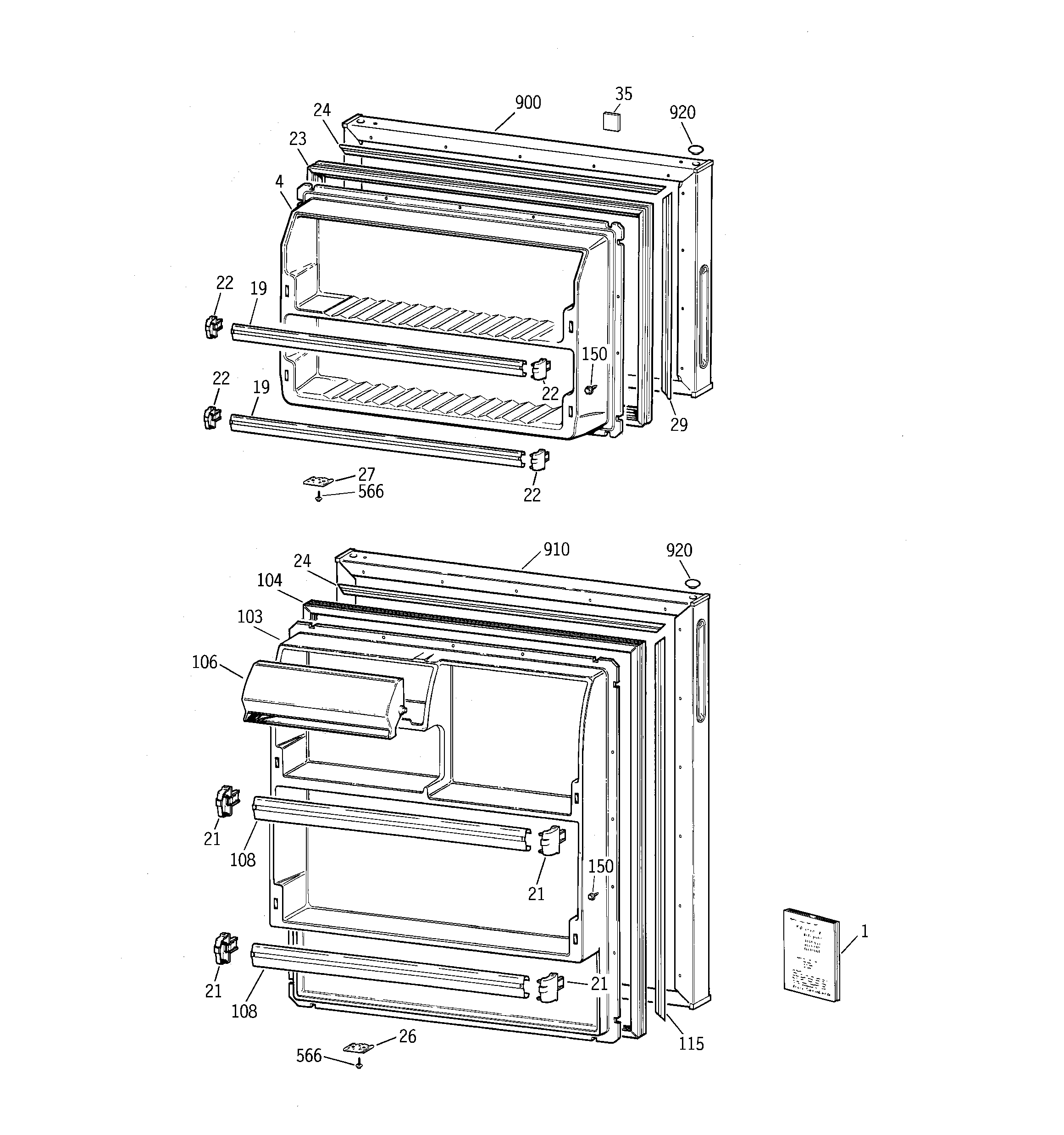 GE TBX16SYBMLWW doors diagram