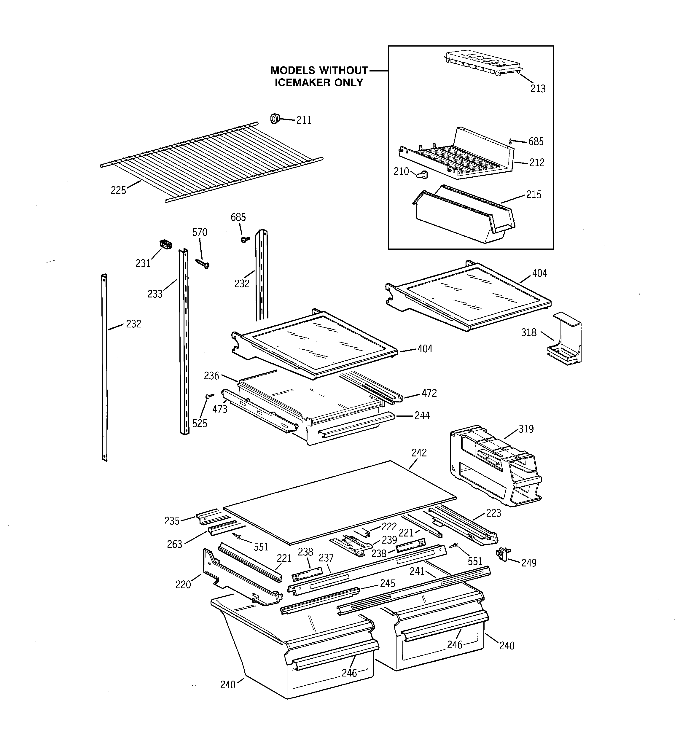 GE TBX19VABRRAA shelf parts diagram
