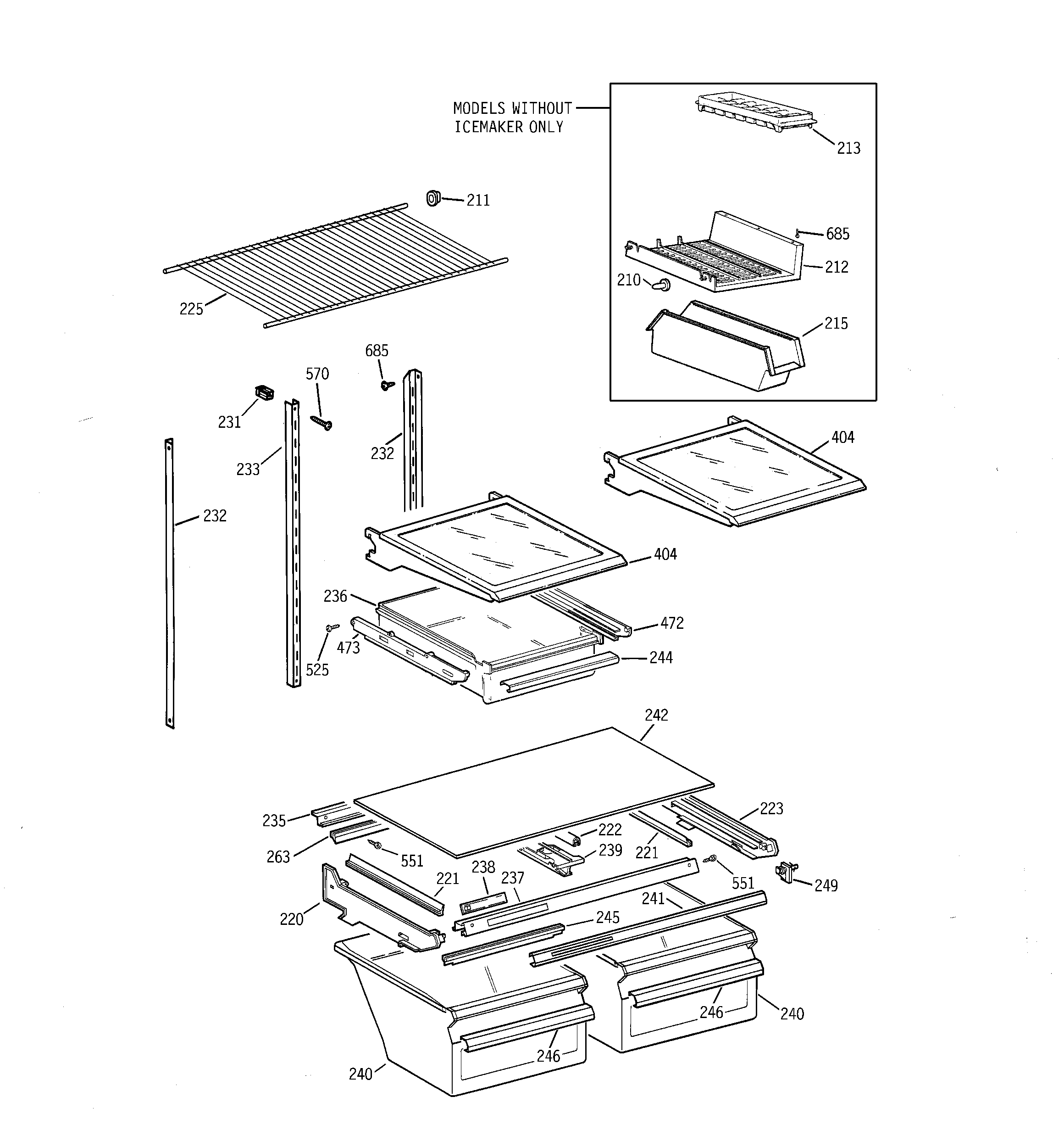 GE TBX18AABQRAA shelf parts diagram