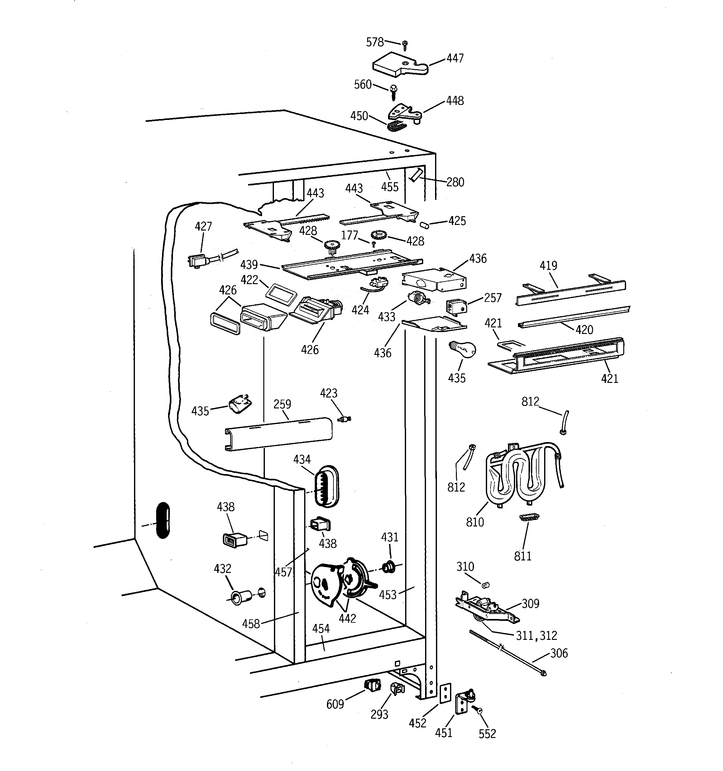 GE TPX21PRBCWW fresh food section diagram