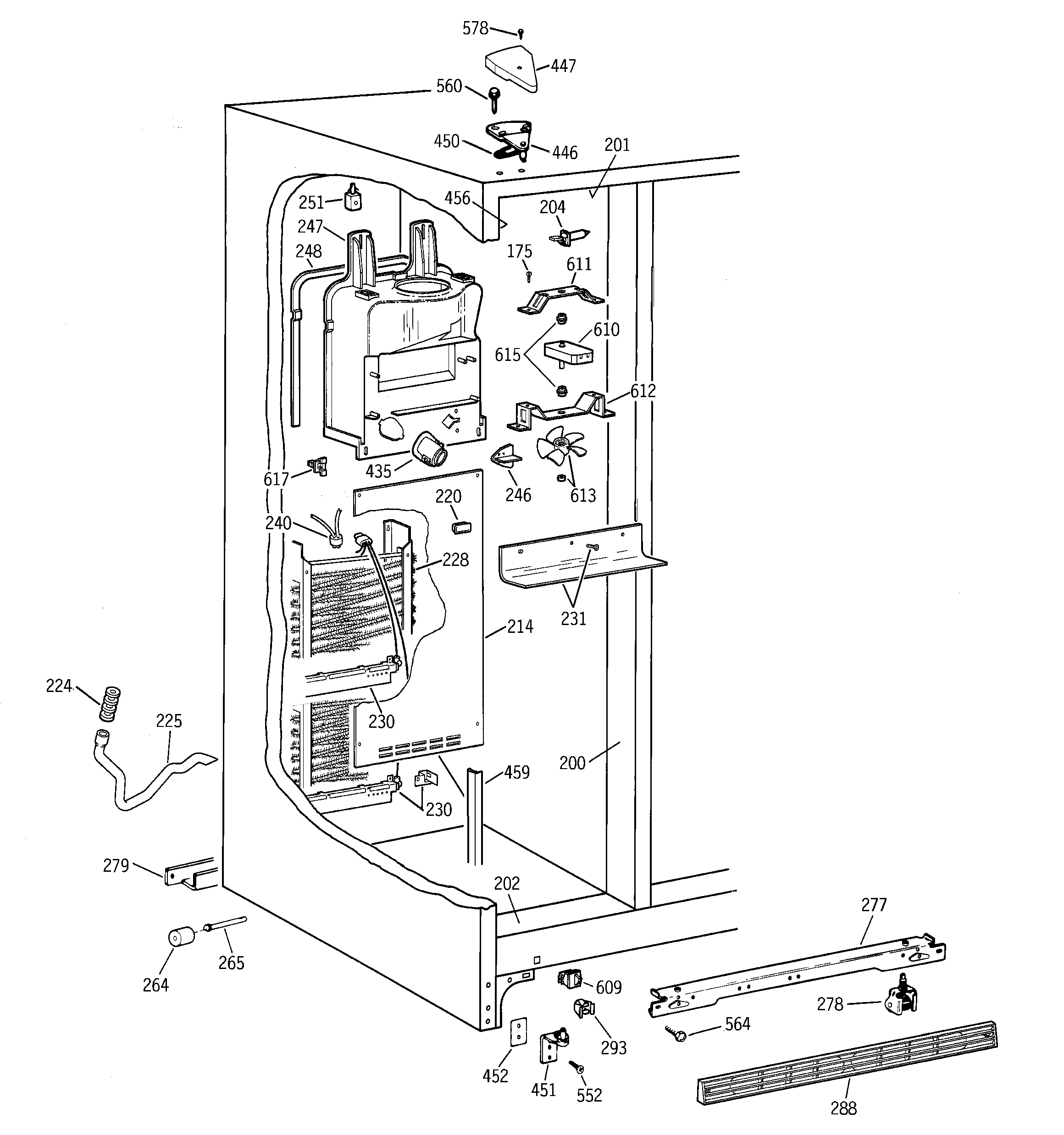GE TFX22JABCWW freezer section diagram