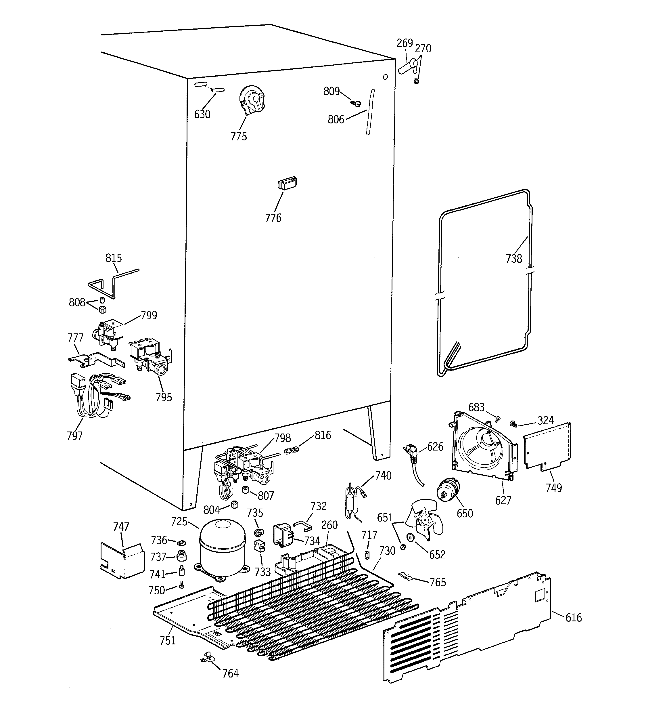 GE TFX22PPBCAA unit parts diagram