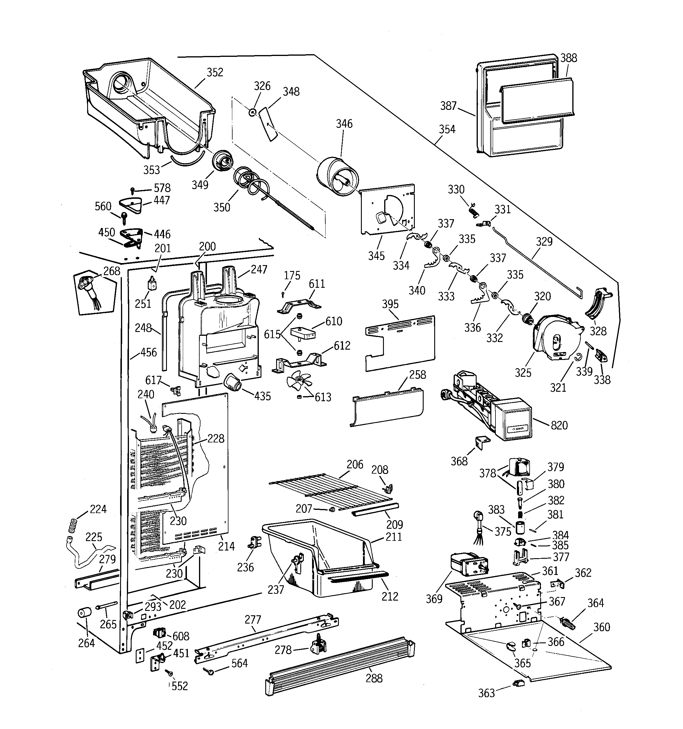 GE TFX22KRCBAA freezer section diagram