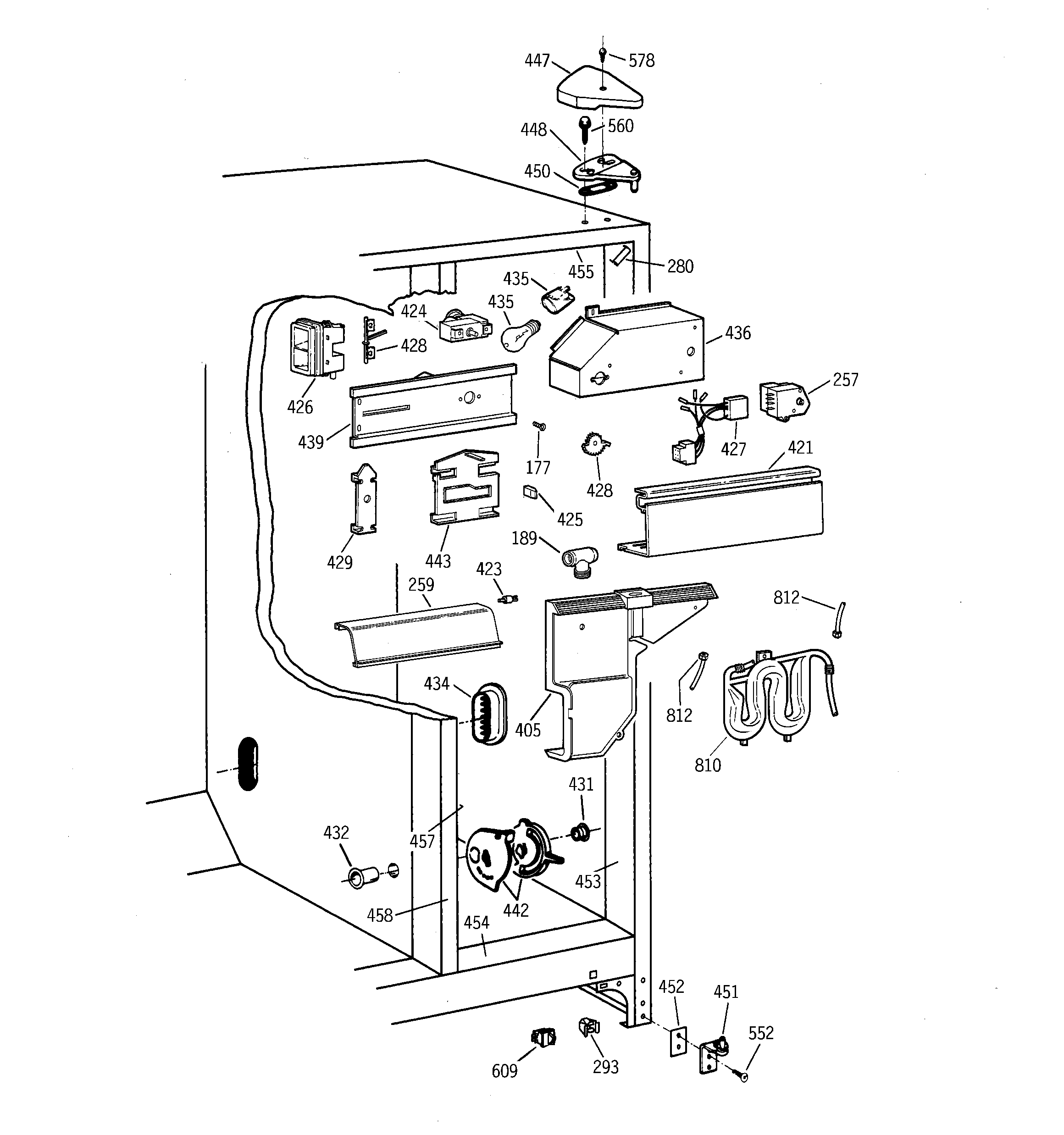 GE TFX22PRBCBB fresh food section diagram