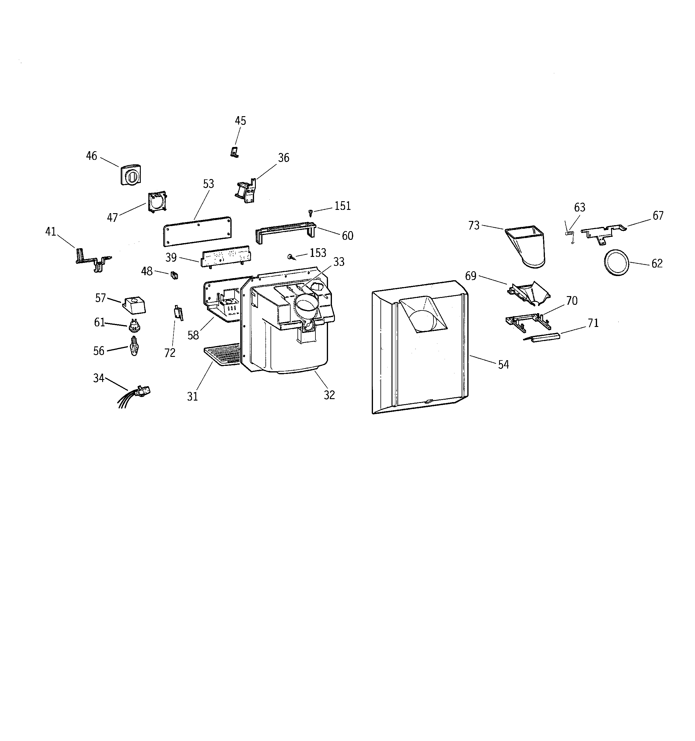 GE TFX22KRCCAA dispenser diagram