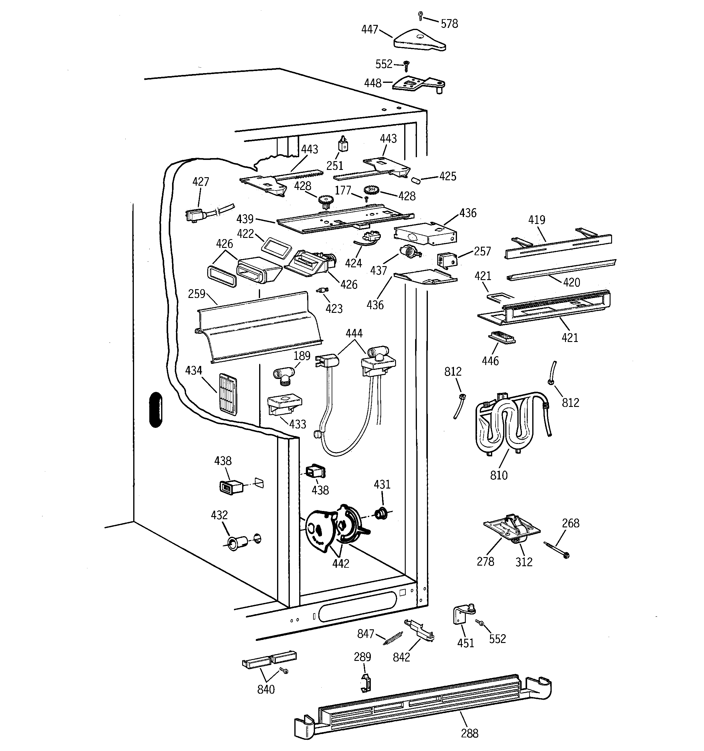 GE TPX24BRBCBB fresh food section diagram
