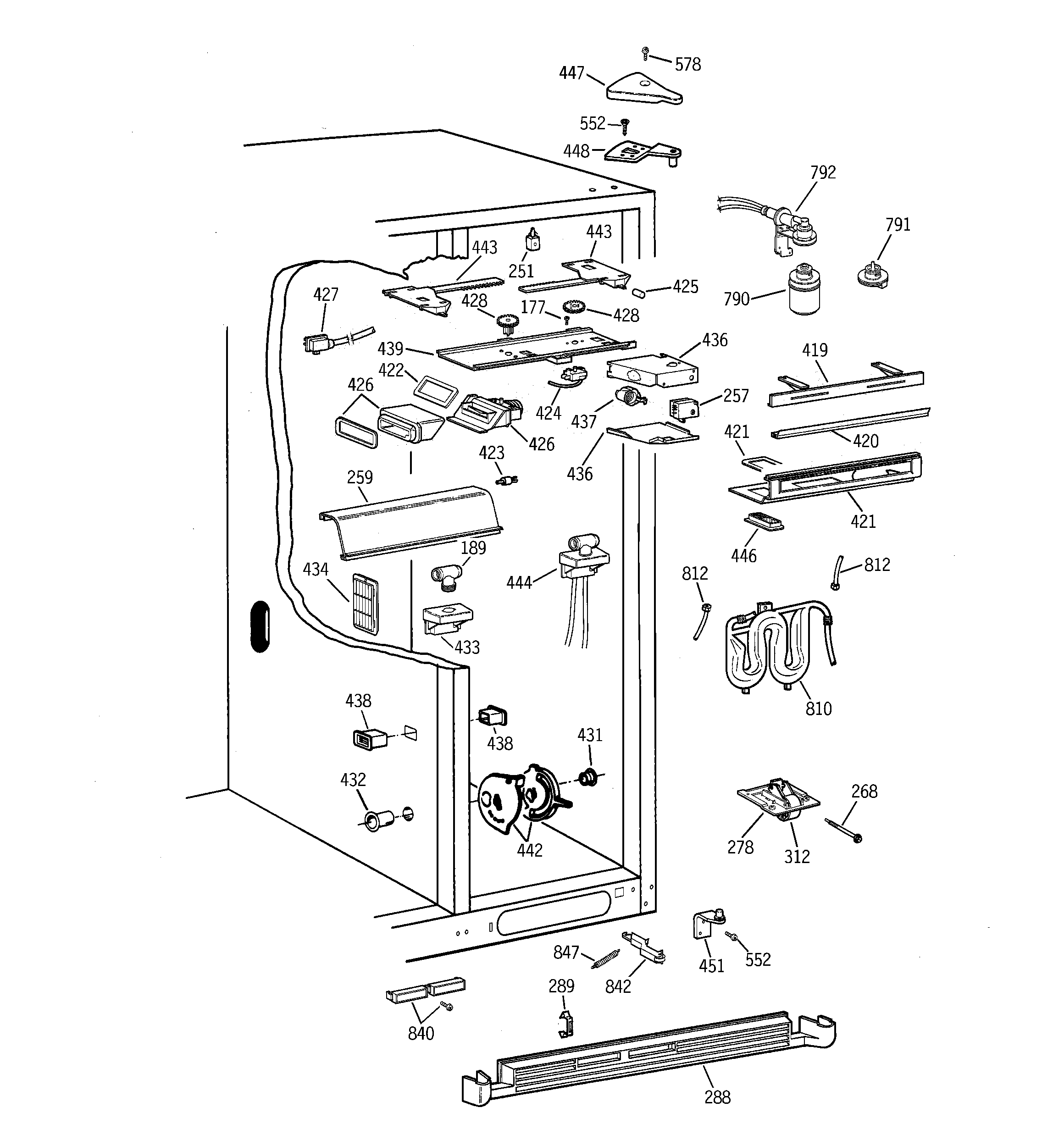 GE TPX24PPBBAA fresh food section diagram