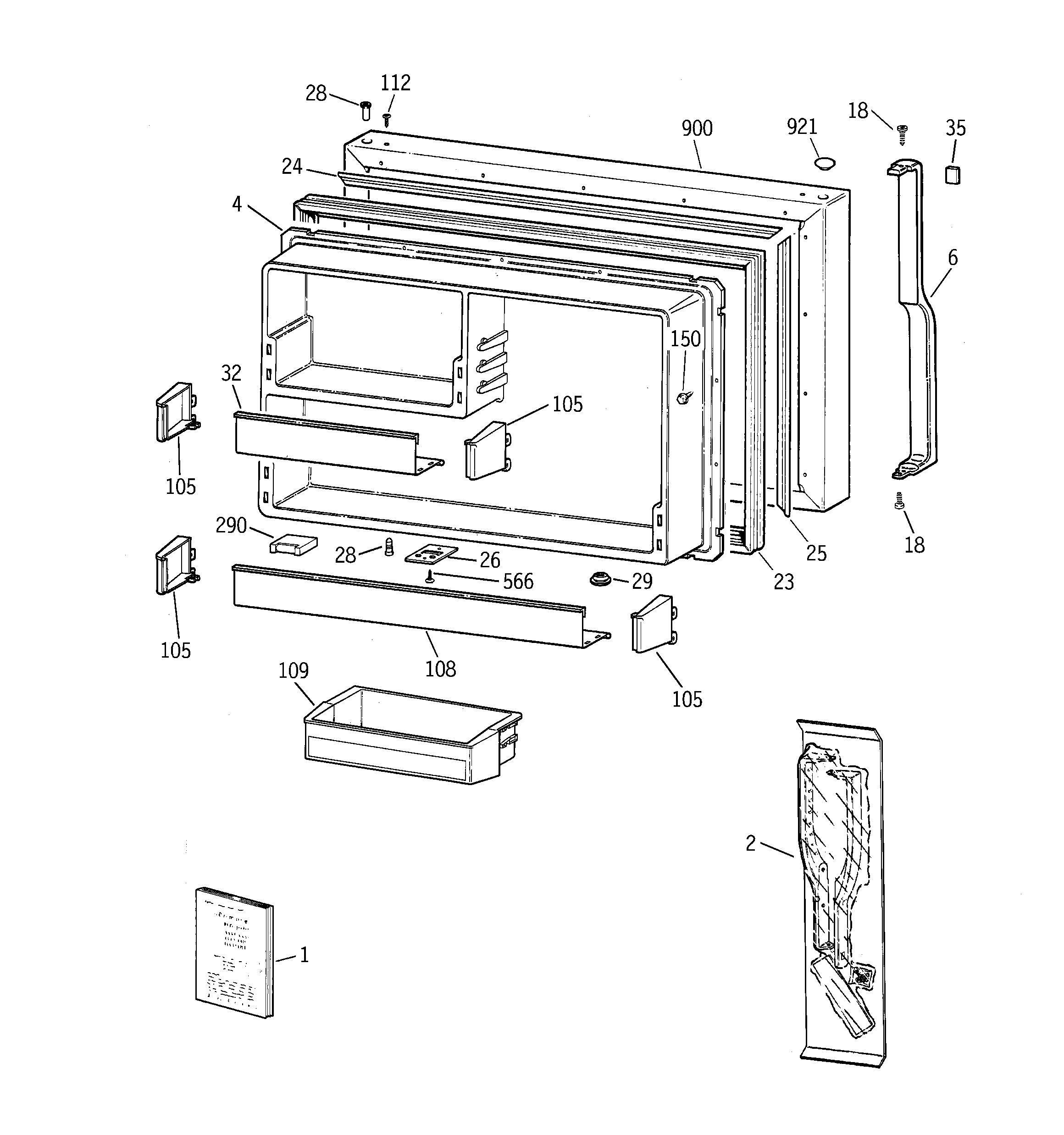 GE TBX22MACBRWW freezer door diagram