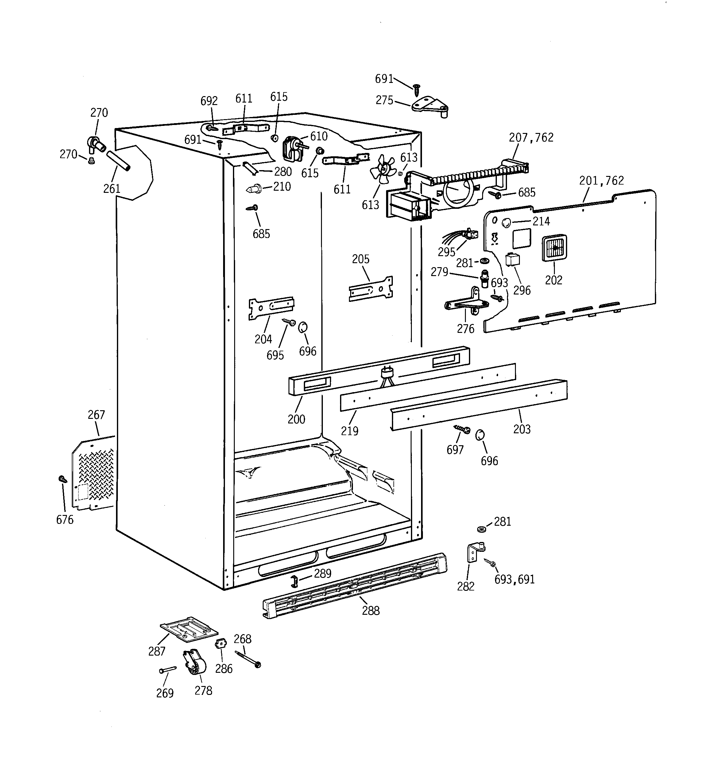 GE TBX22MACBRWW cabinet parts diagram