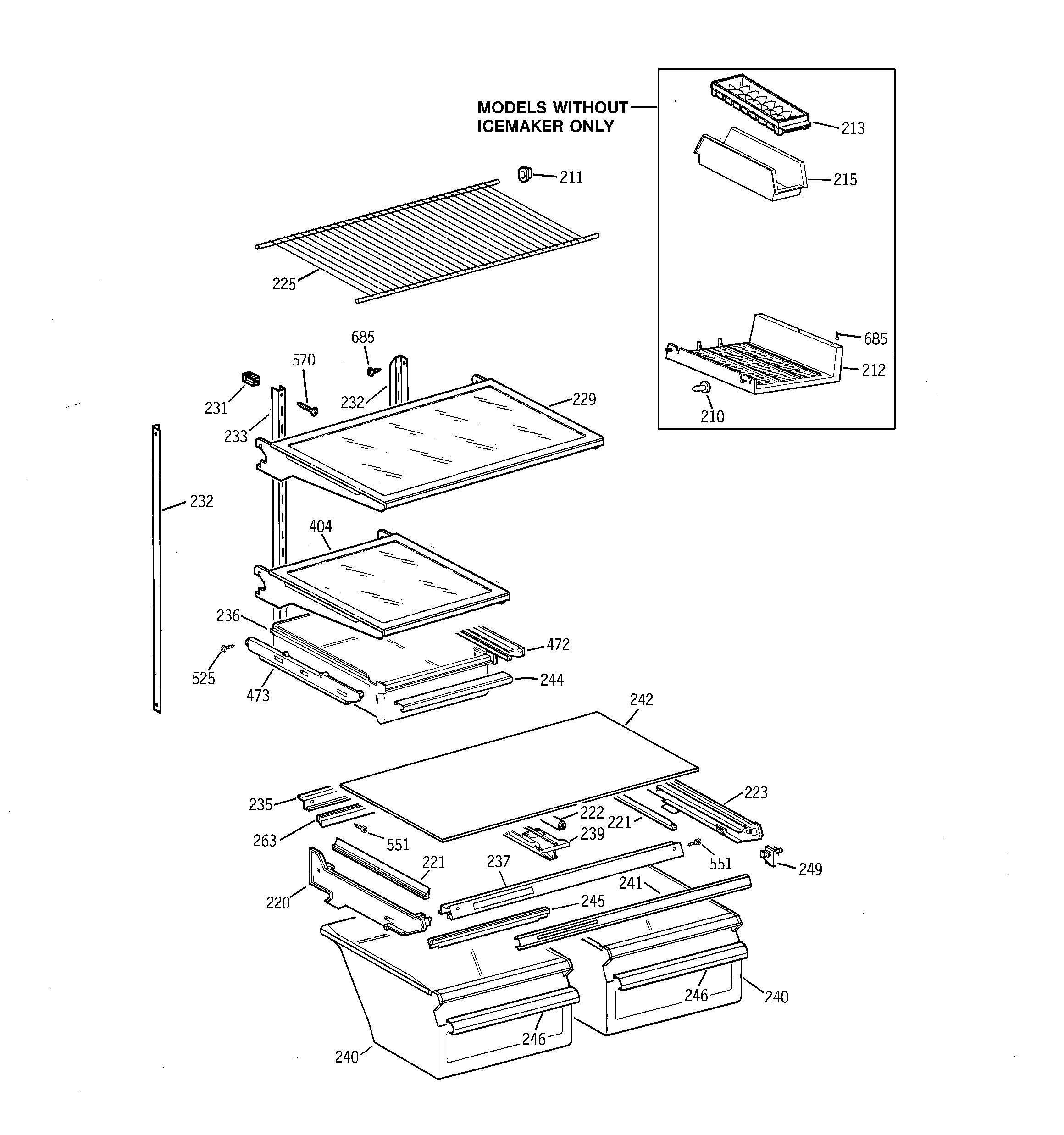 GE TBX22MACBRWW shelf parts diagram
