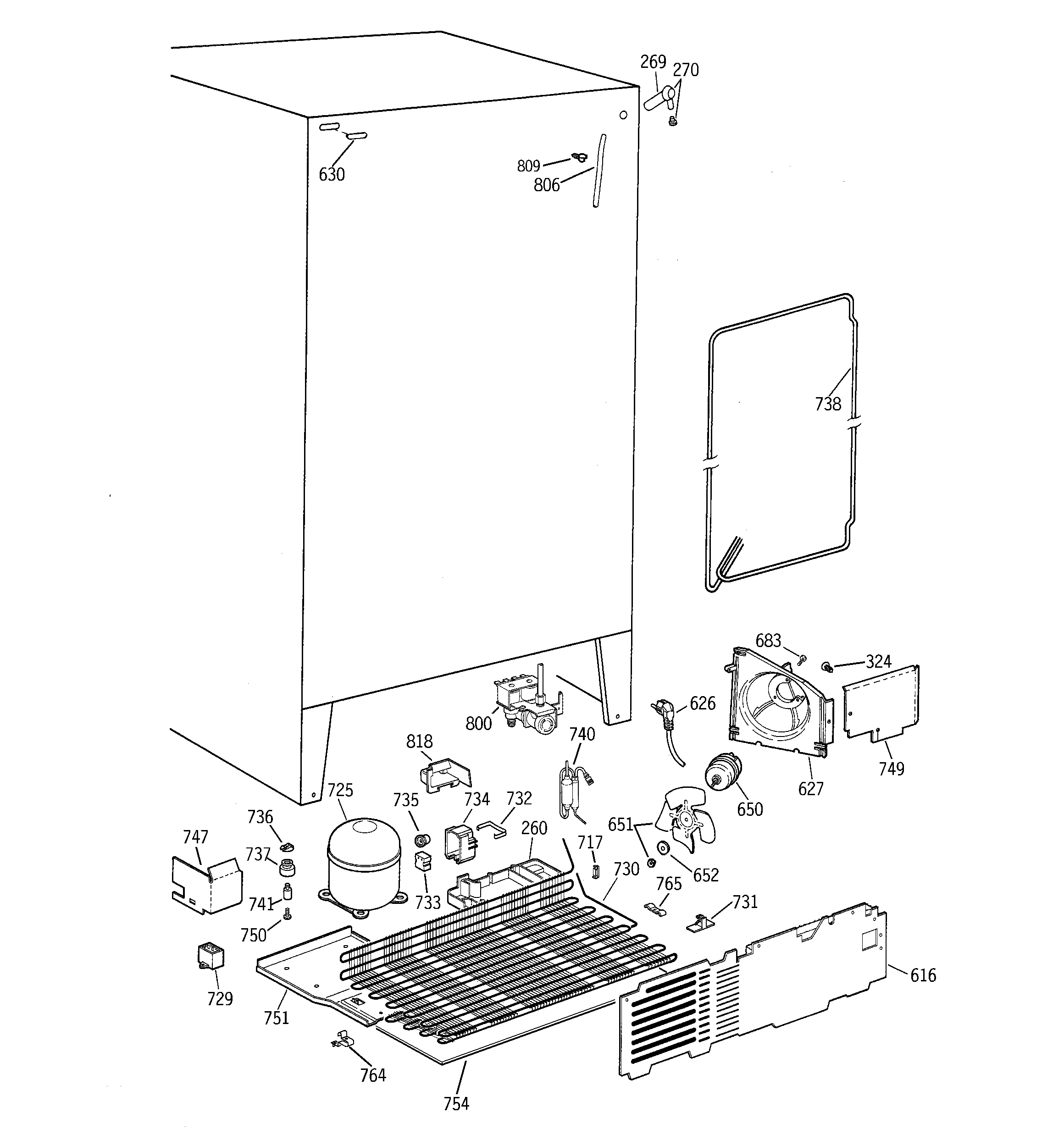 GE TFT22PRBCAA unit parts diagram