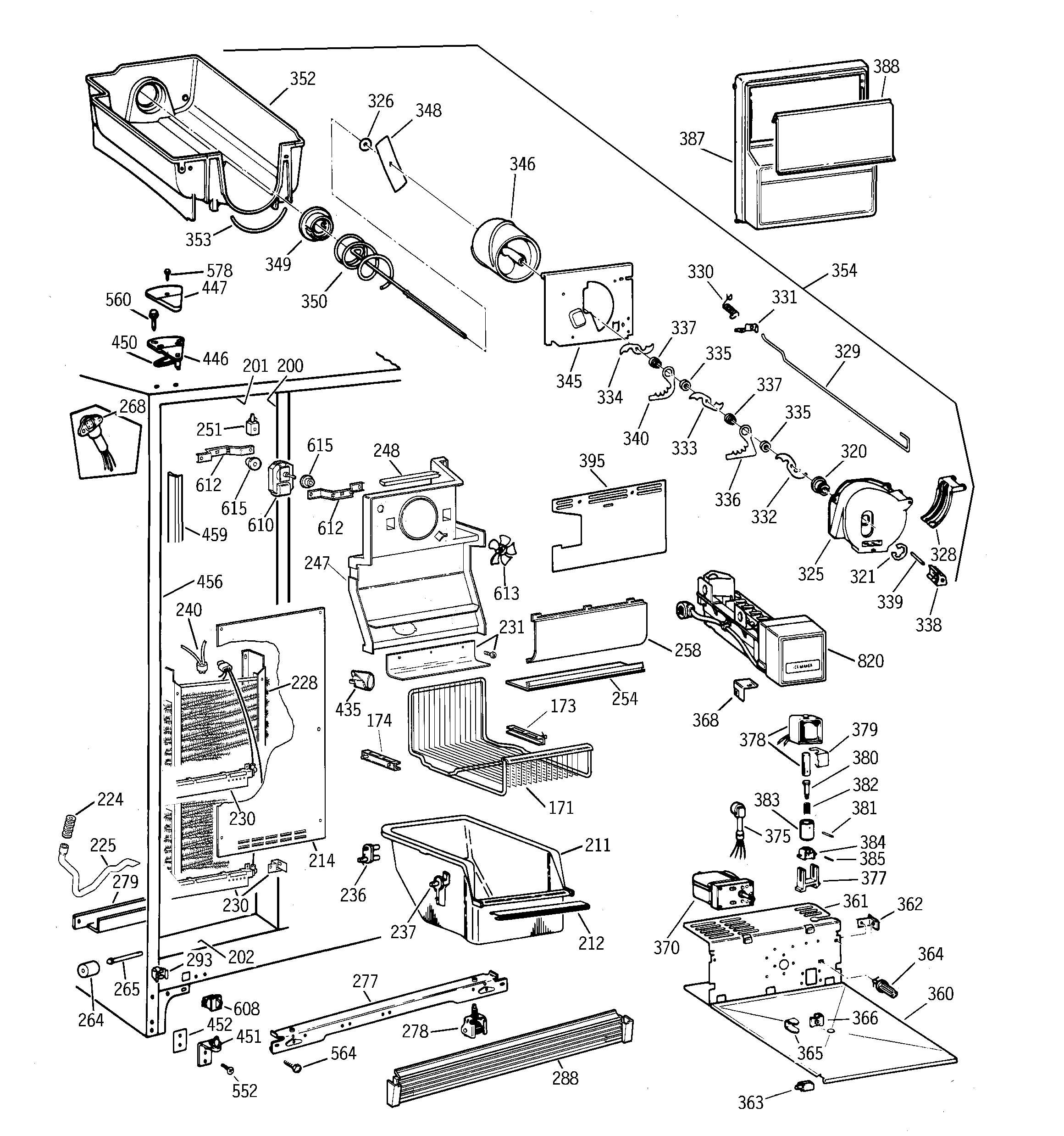 GE TFZ22PRBCWW freezer section diagram