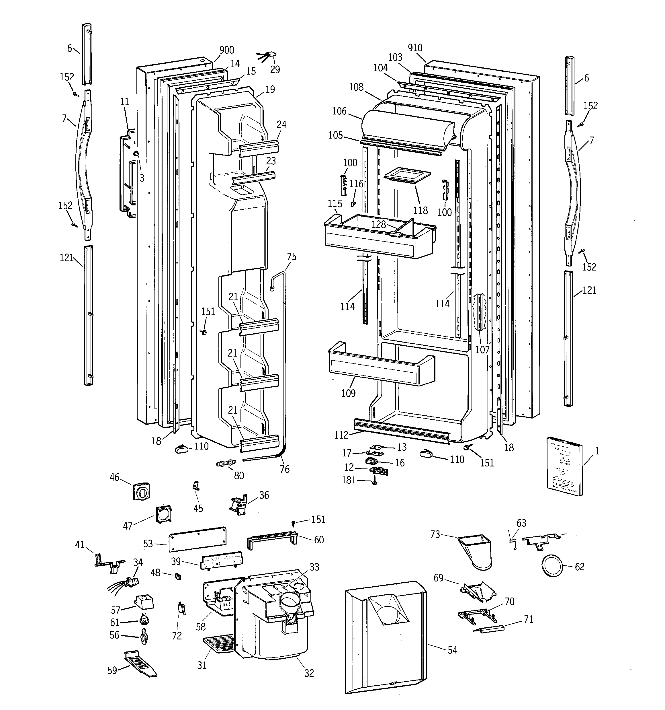 GE TFZ22JRBCWW doors diagram