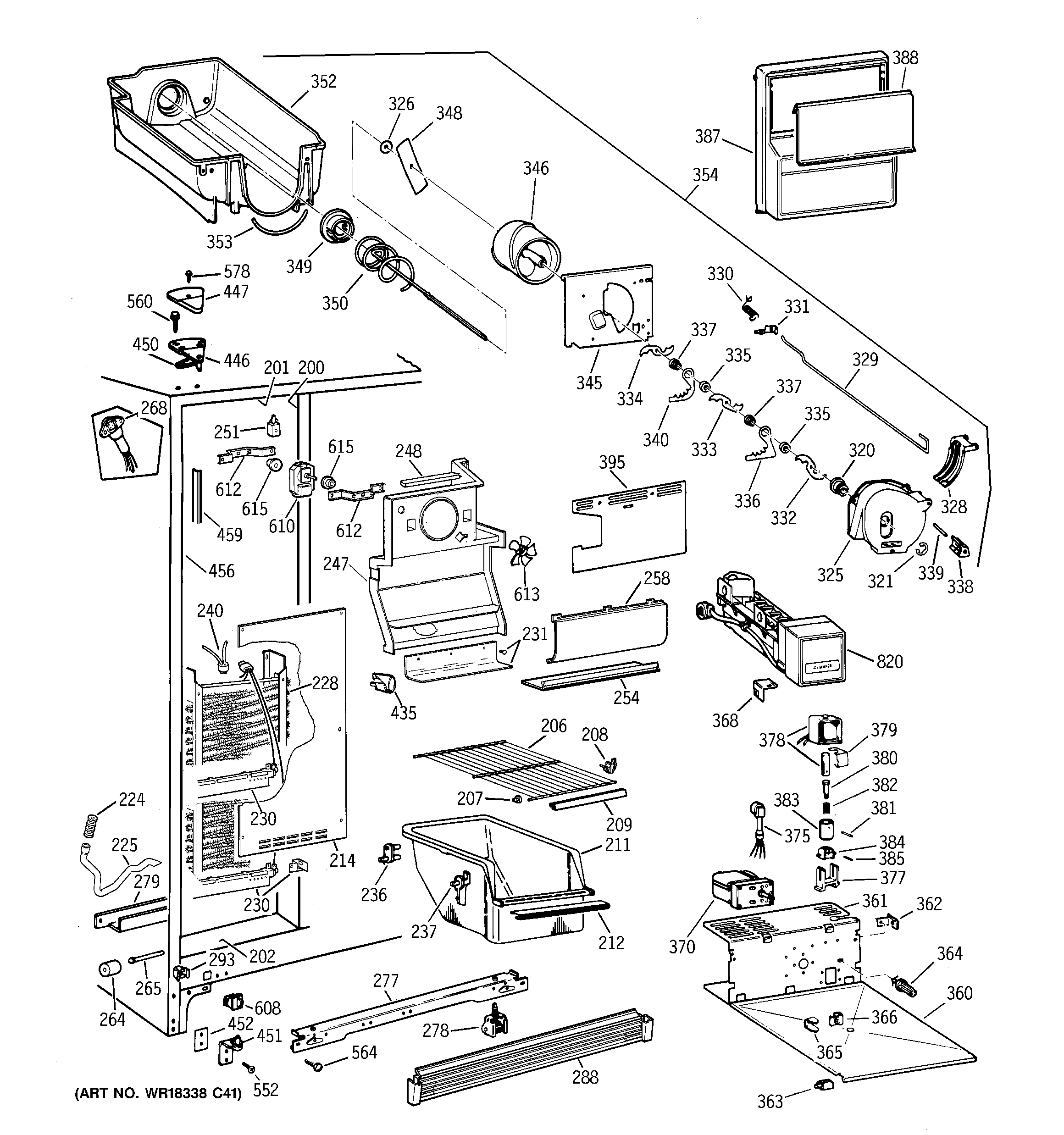 GE TFZ22JRBCWW freezer section diagram