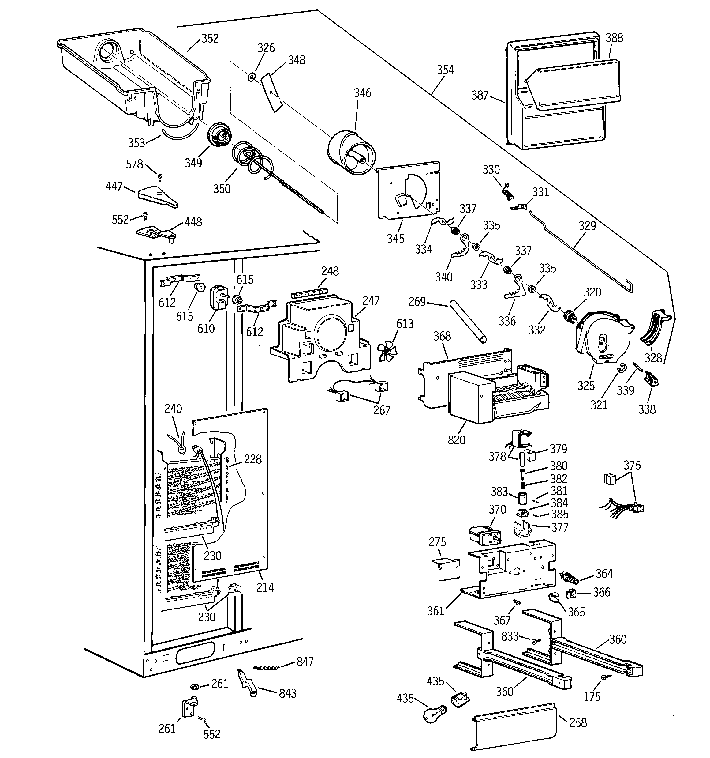 GE TPJ24PRBCWW freezer section diagram