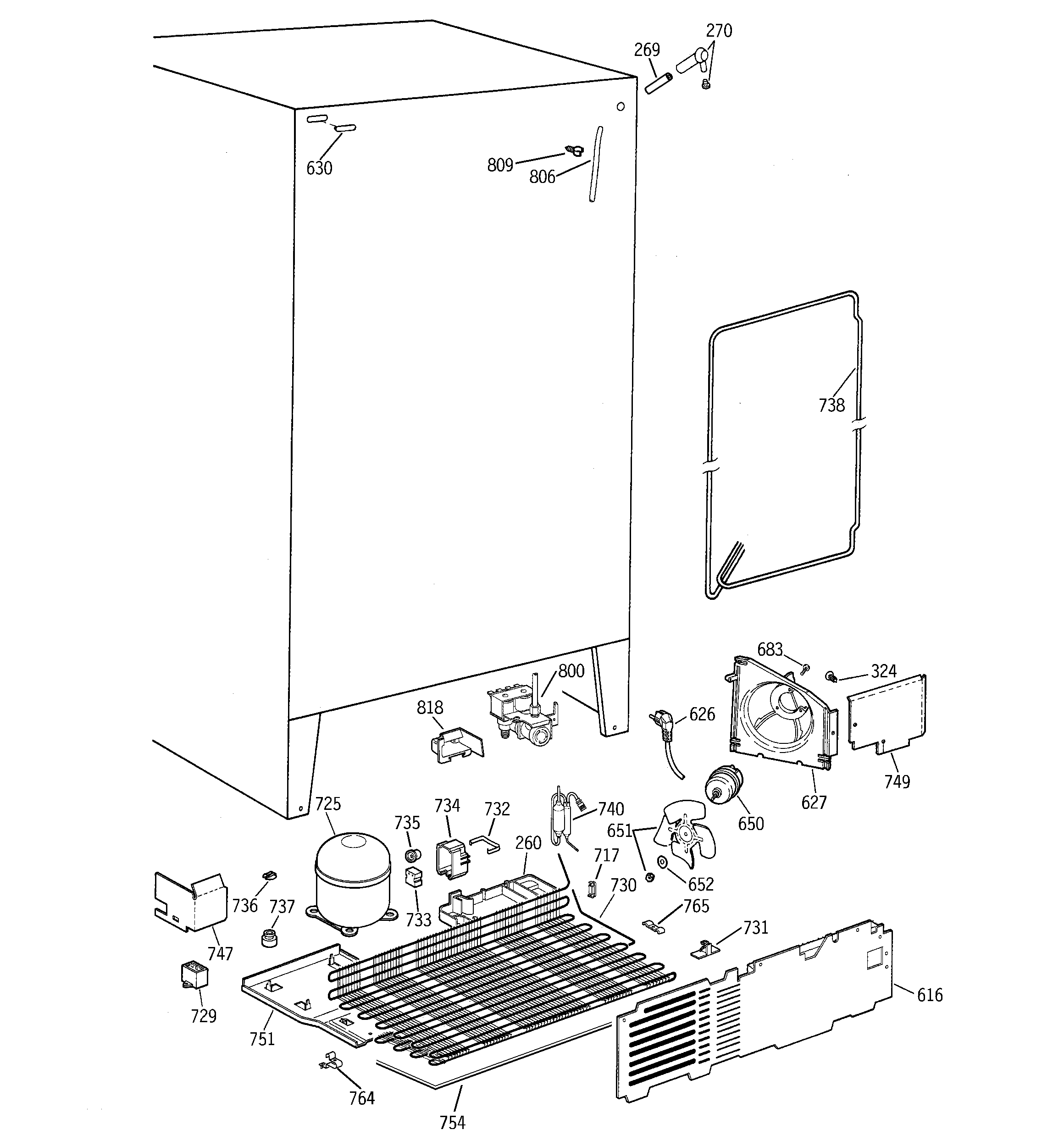 GE TFT25PRBCAA unit parts diagram