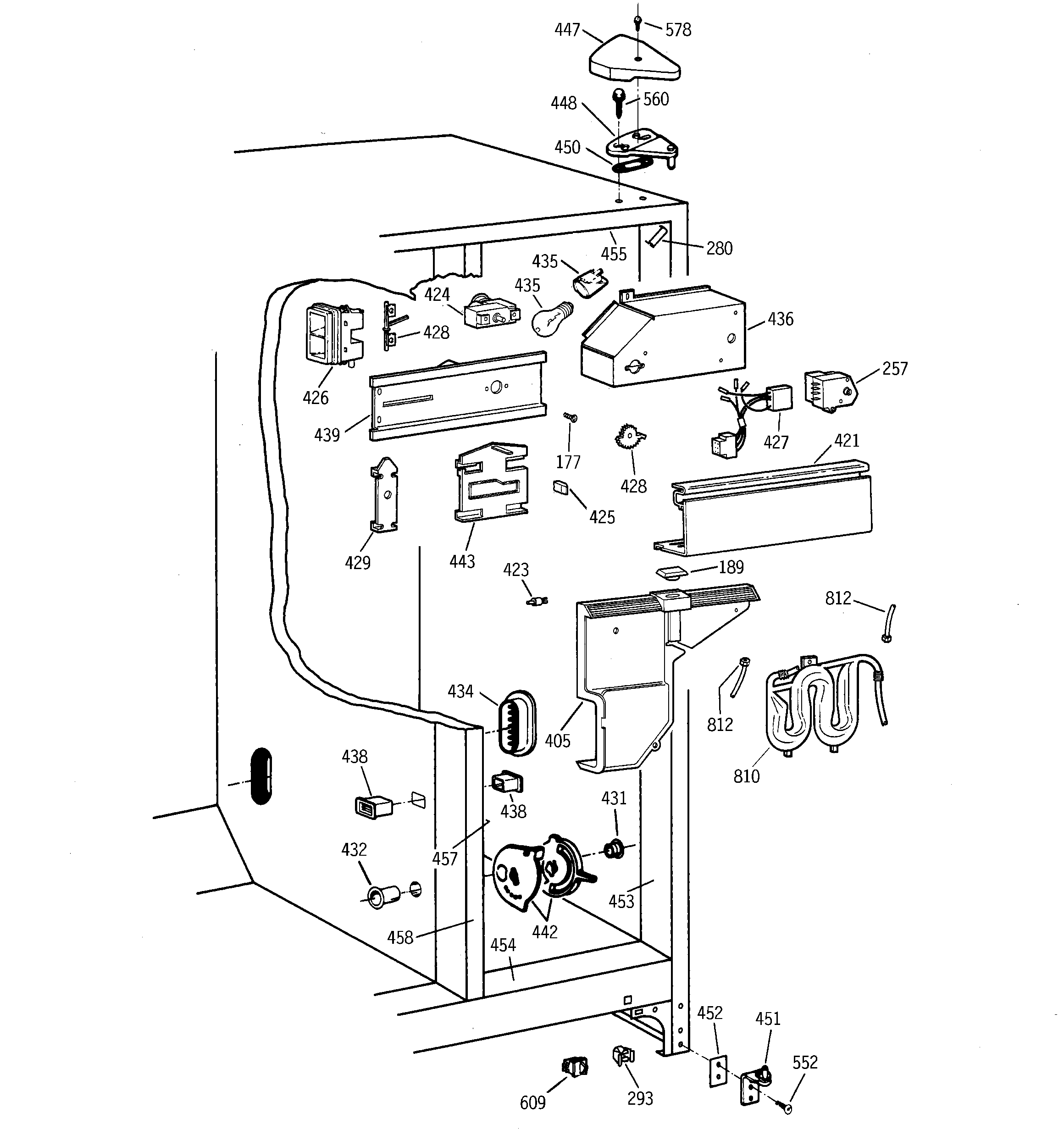 GE TFX25ARBCWW fresh food section diagram