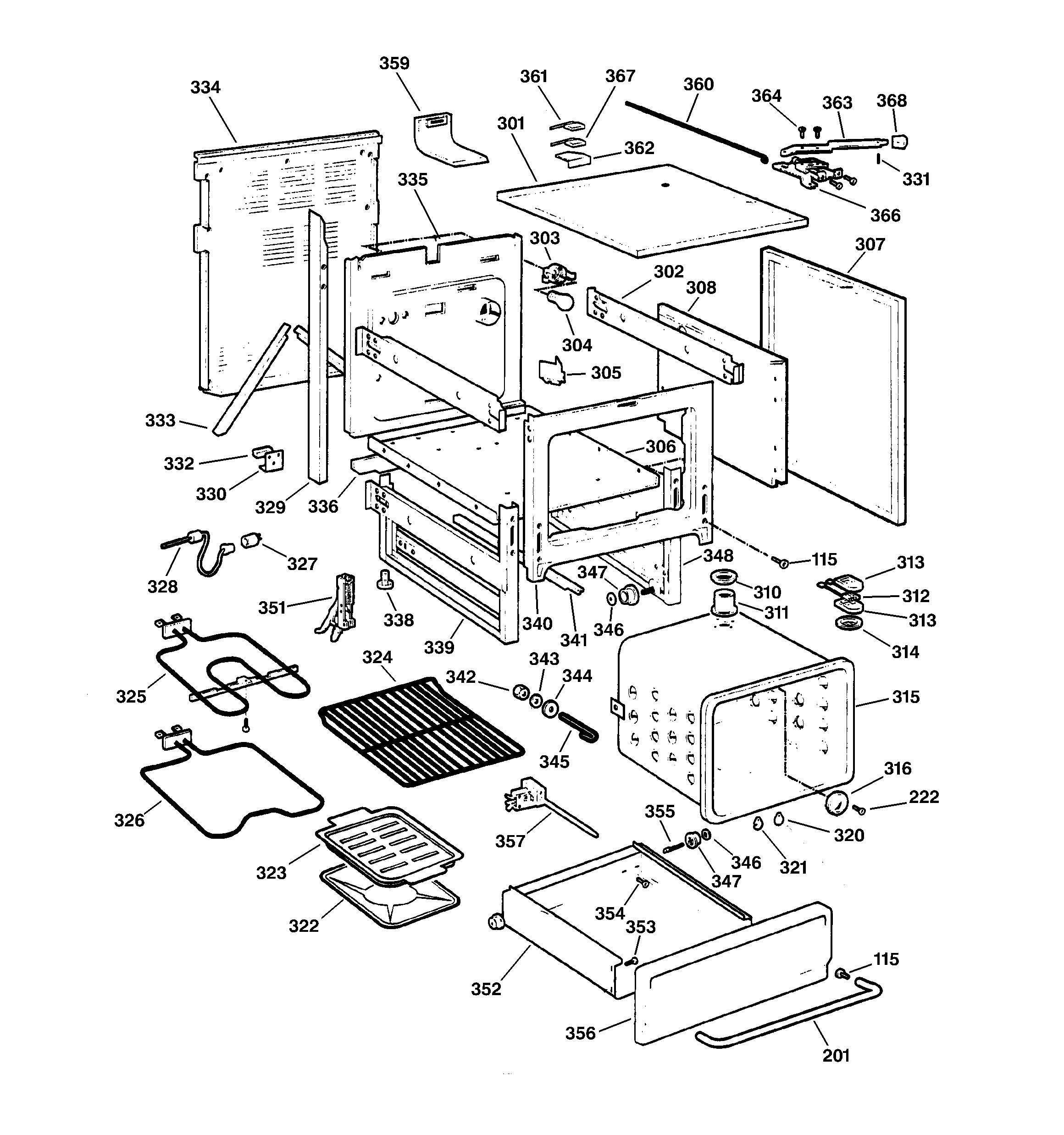 GE JB970SB1SS body parts diagram