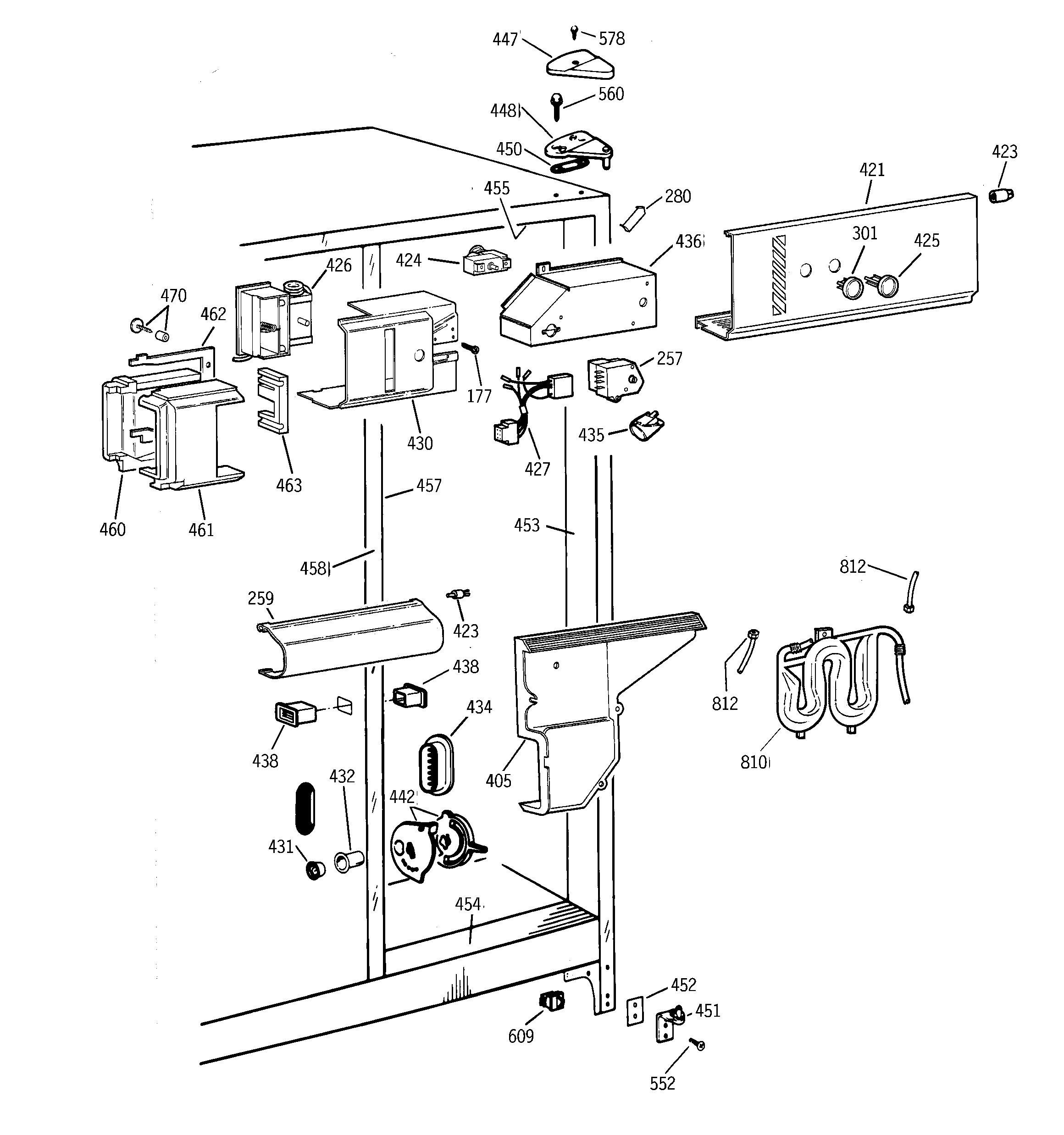 GE TFK25PRBCWW fresh food section diagram