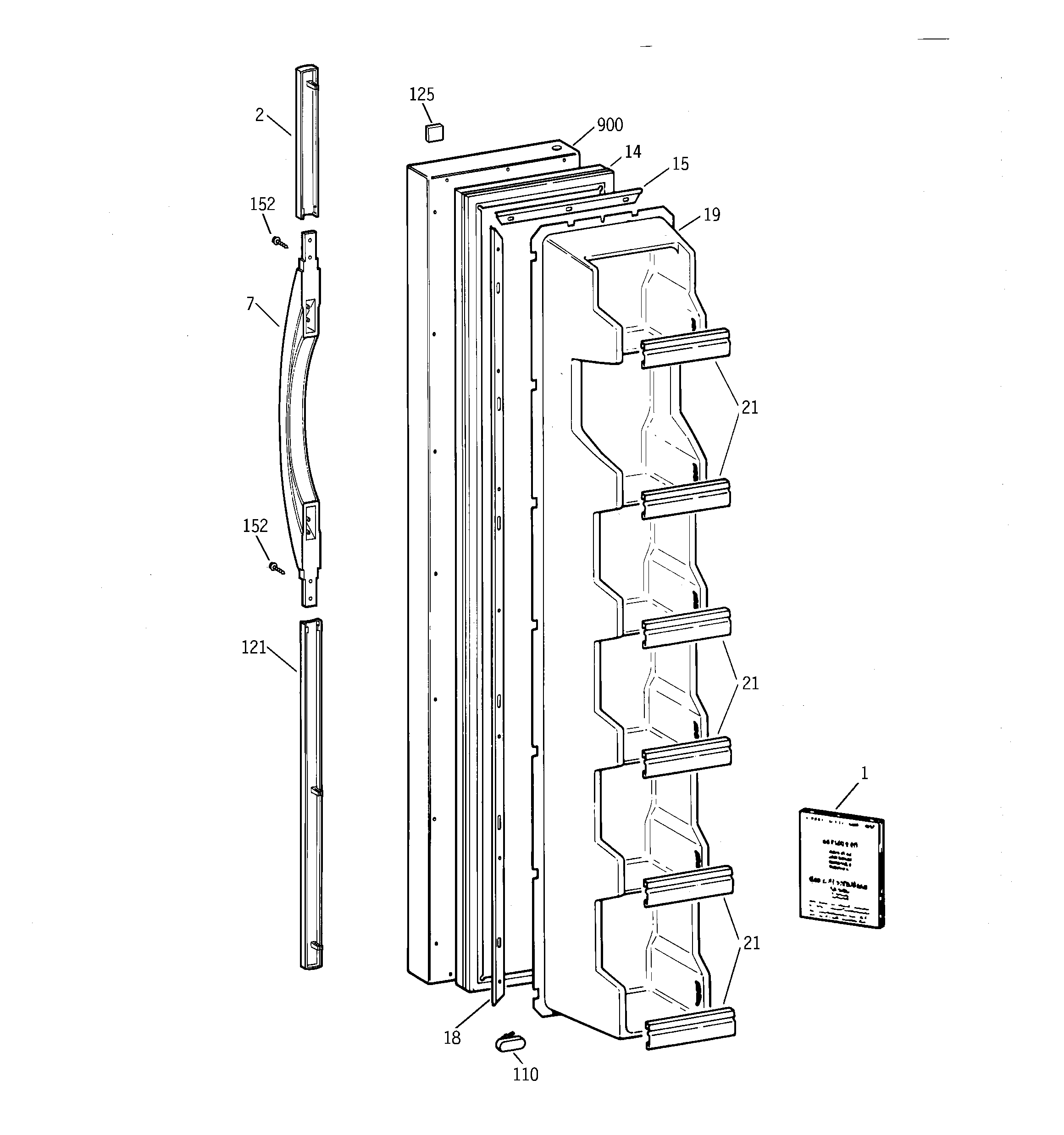 GE TFX25ZABCWW freezer door diagram