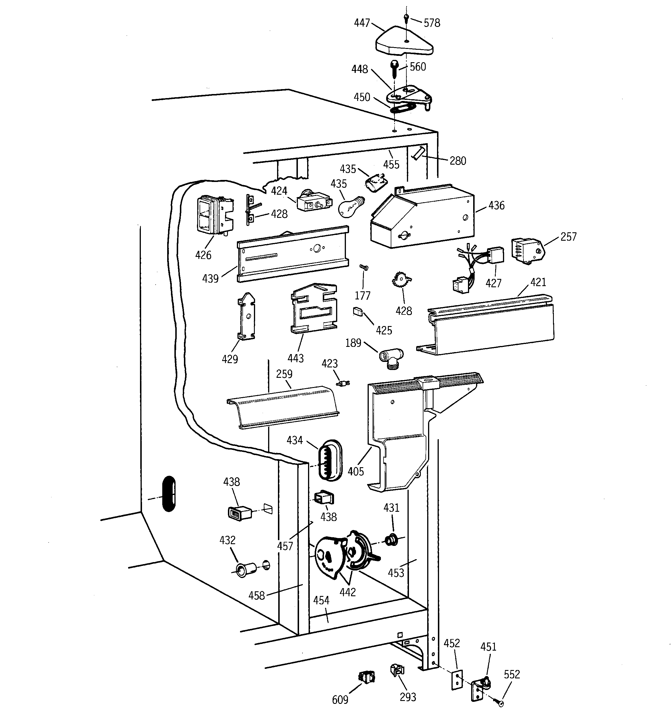 GE TFX25ZABCWW fresh food section diagram